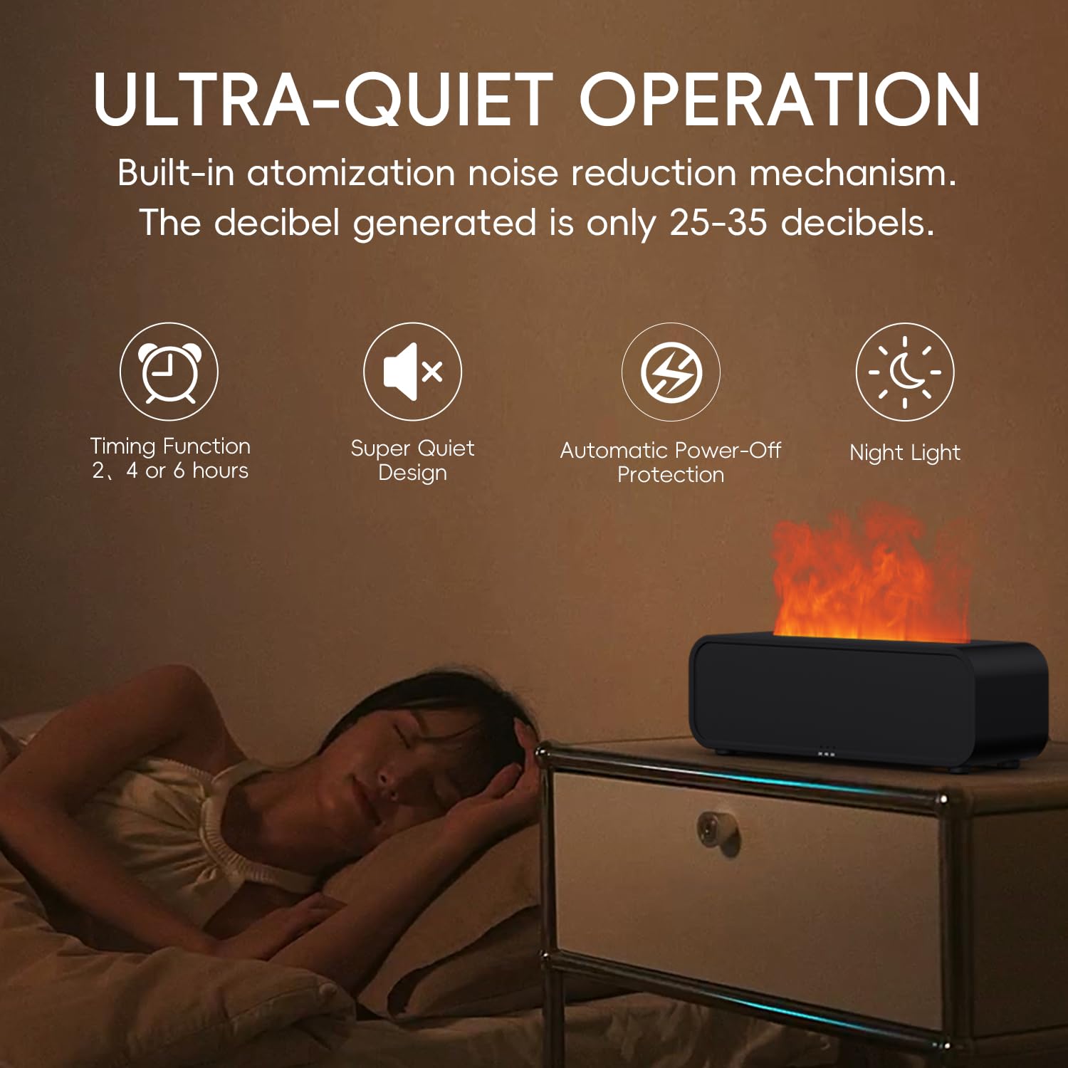 YALEDI 250ml Flame Diffuser – Music-Synced Light, Remote, Timer (Black)