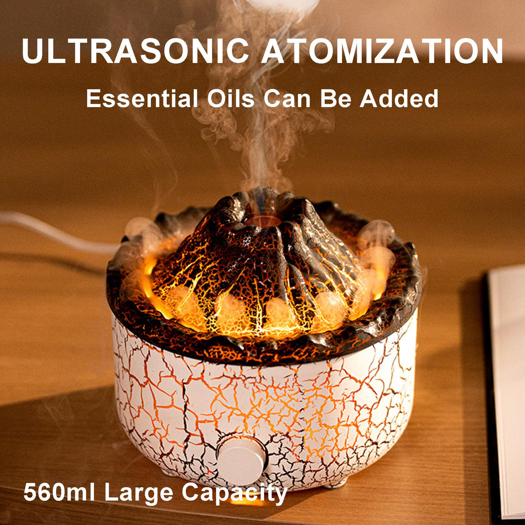 YALEDI Aromatherapy Essential Oil Diffuser 560ml – Volcano Flame Design, Ultrasonic Mist, Auto Shut-Off, Remote