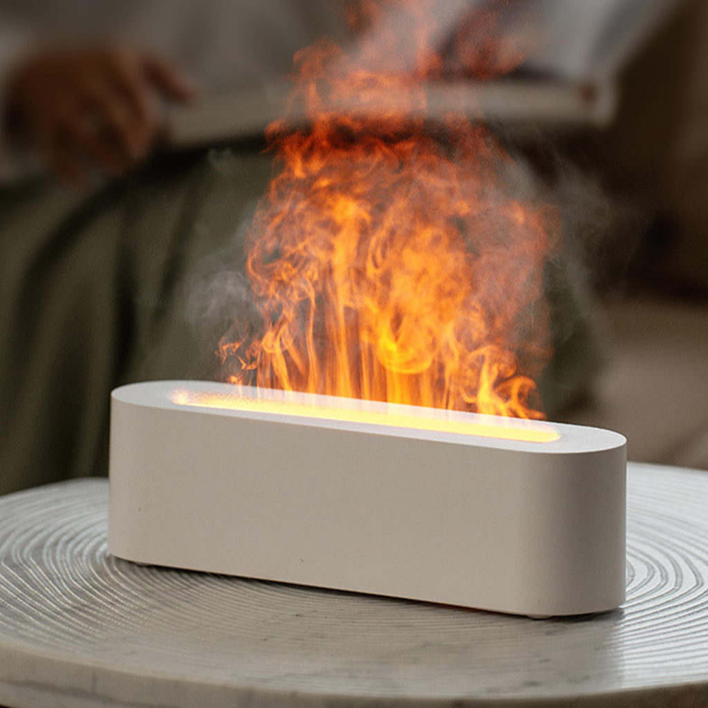 YALEDI Fireplace Flame Essential Oil Diffuser - 150ml Ultrasonic Humidifier, 7-Color Lights, Auto-Off (White)
