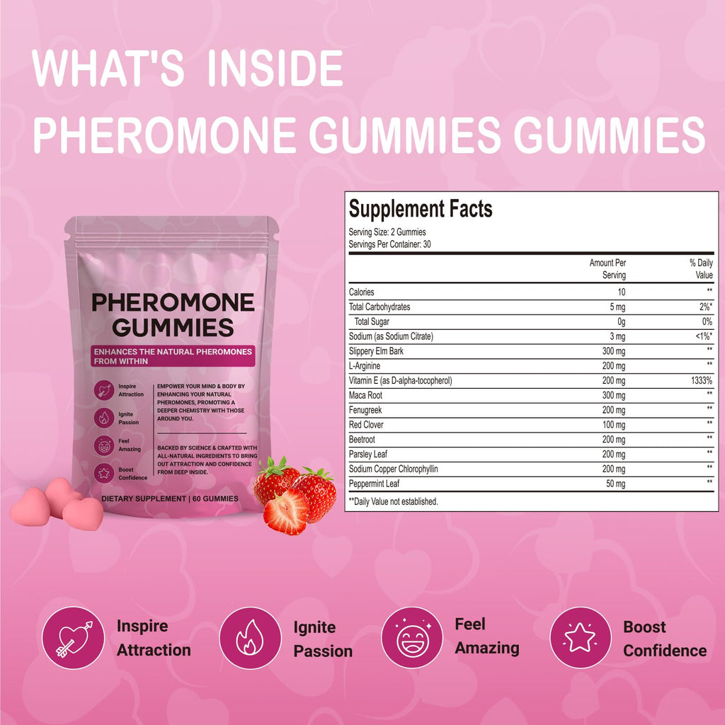 Yalei Pheromone Gummies for Women – Charisma, Confidence & Social Vibe (Sugar Free, Strawberry)