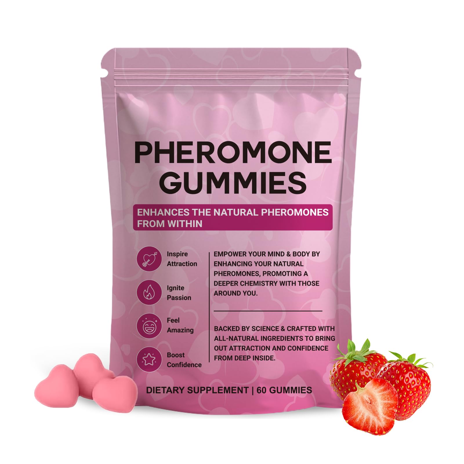 Yalei Pheromone Gummies for Women – Charisma, Confidence & Social Vibe (Sugar Free, Strawberry)