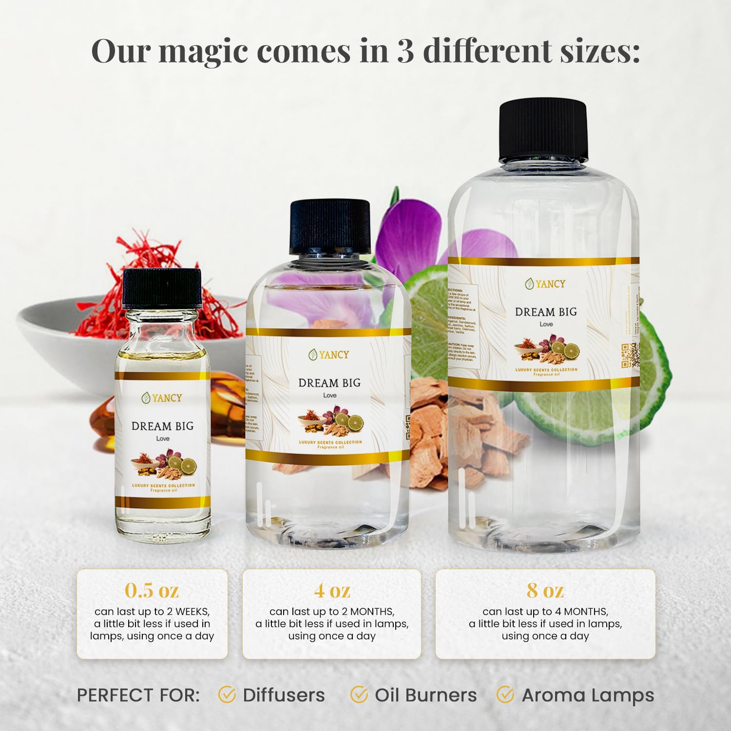 YANCY Dream Big Luxury Fragrance Oil (4 oz) – Sweet Fruity Scent for Diffusers
