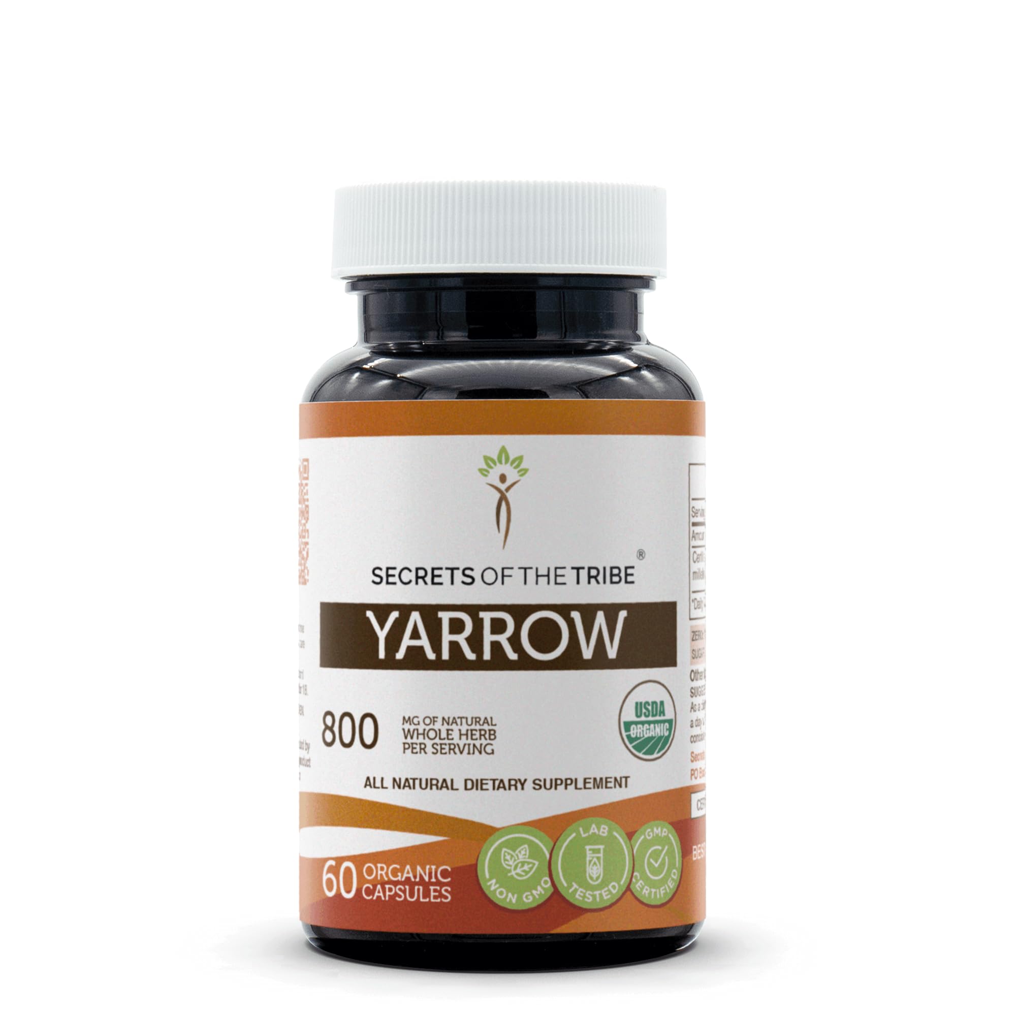 Yarrow 60 Capsules – USDA Organic Achillea millefolium for Stress Relief | Vegetable Capsules