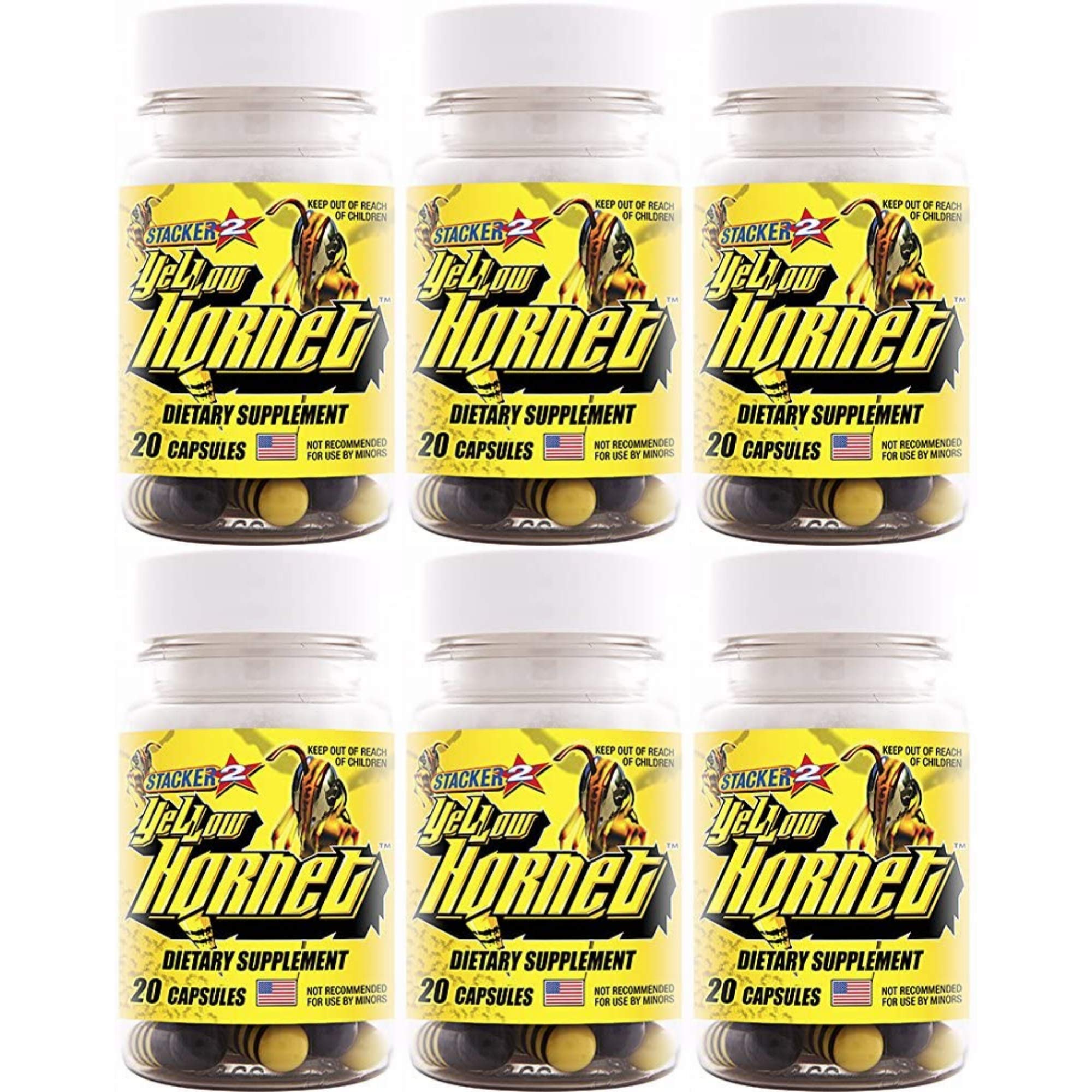 Yellow Hornet Herbal Dietary Supplement 120 Capsules - 6-Pack