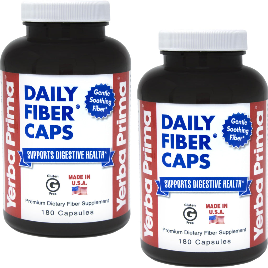 Yerba Prima Daily Fiber Formula - 180 Caps (Pack of 2) | Soluble & Insoluble Fiber