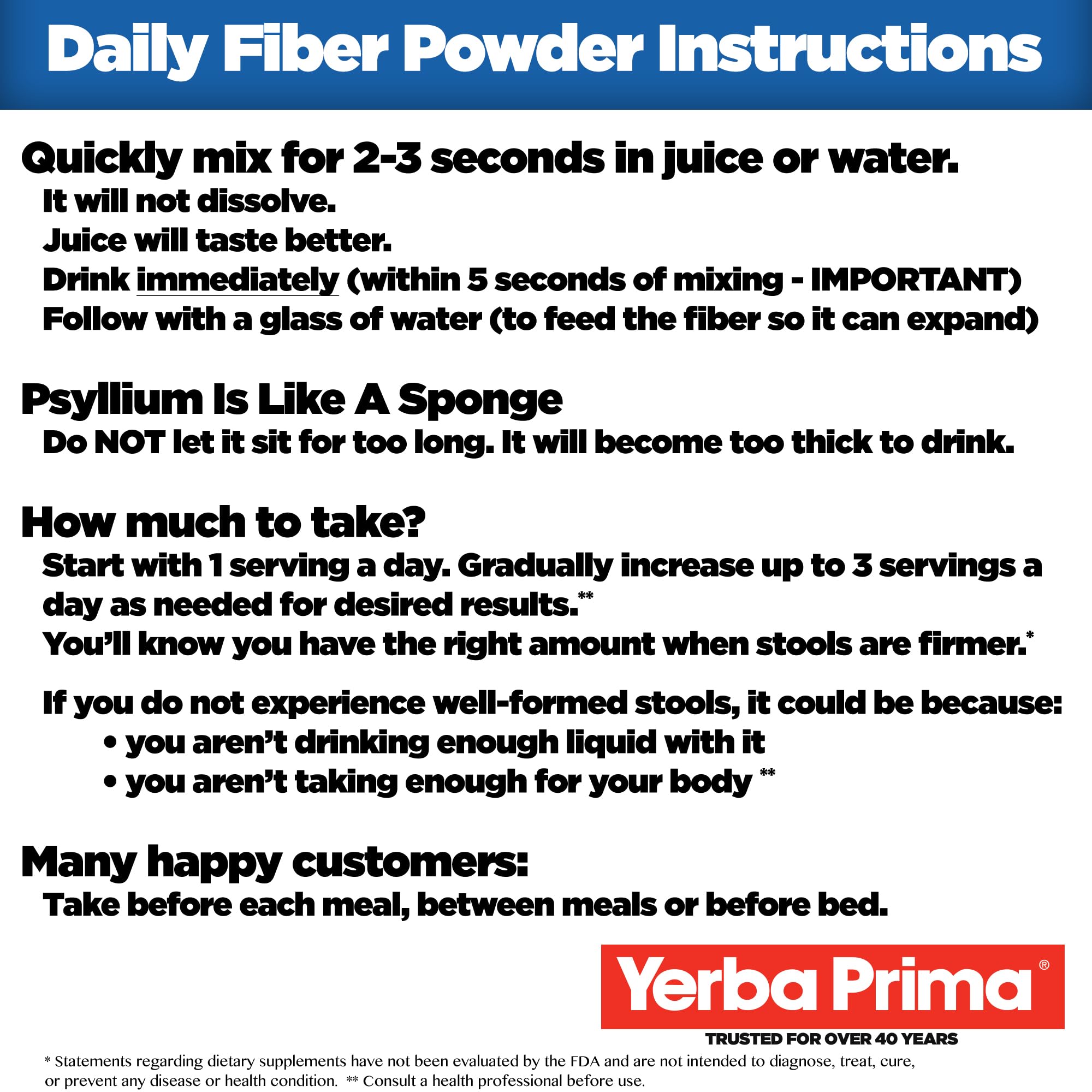 Yerba Prima Daily Fiber Formula Powder – 12 oz (Pack of 4) | Soluble & Insoluble Fiber for Gut Health | Vegan, Non-GMO, Gluten-Free