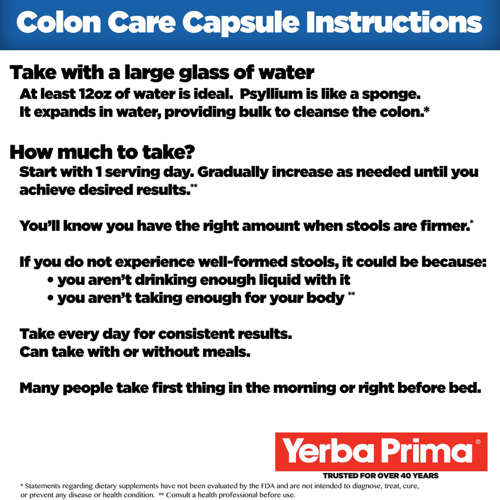 Yerba Prima Prebiotic Colon Care Capsules, 400 Caps (Pack of 2) – Five Forms of Dietary Fiber