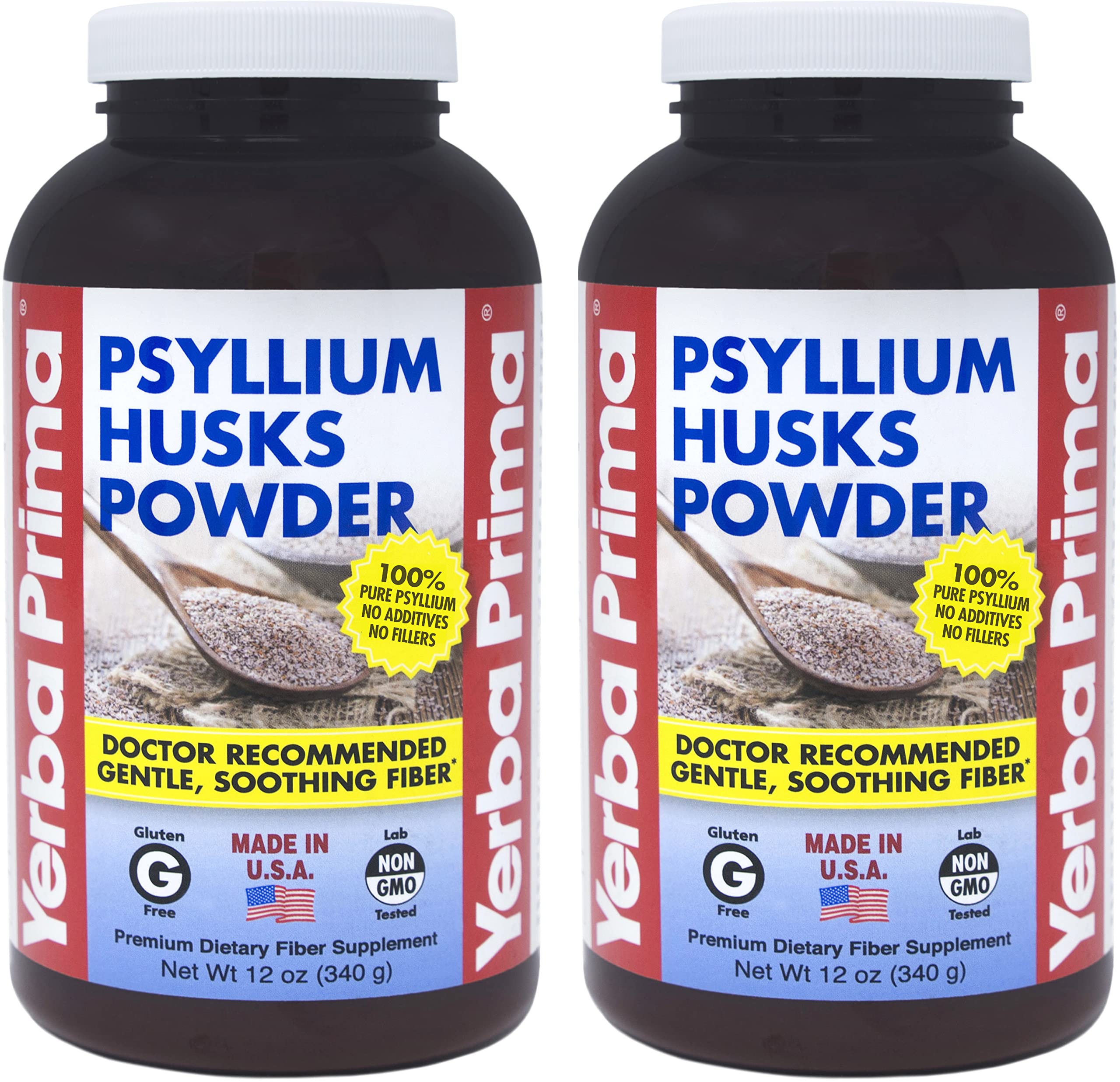 Yerba Prima Psyllium Husk Powder 12 oz (Pack of 2) – Natural Fiber Supplement