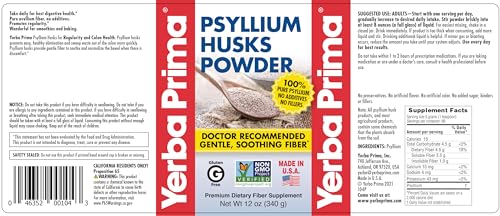Yerba Prima Psyllium Husk Powder 12 oz (Pack of 2) – Natural Fiber Supplement