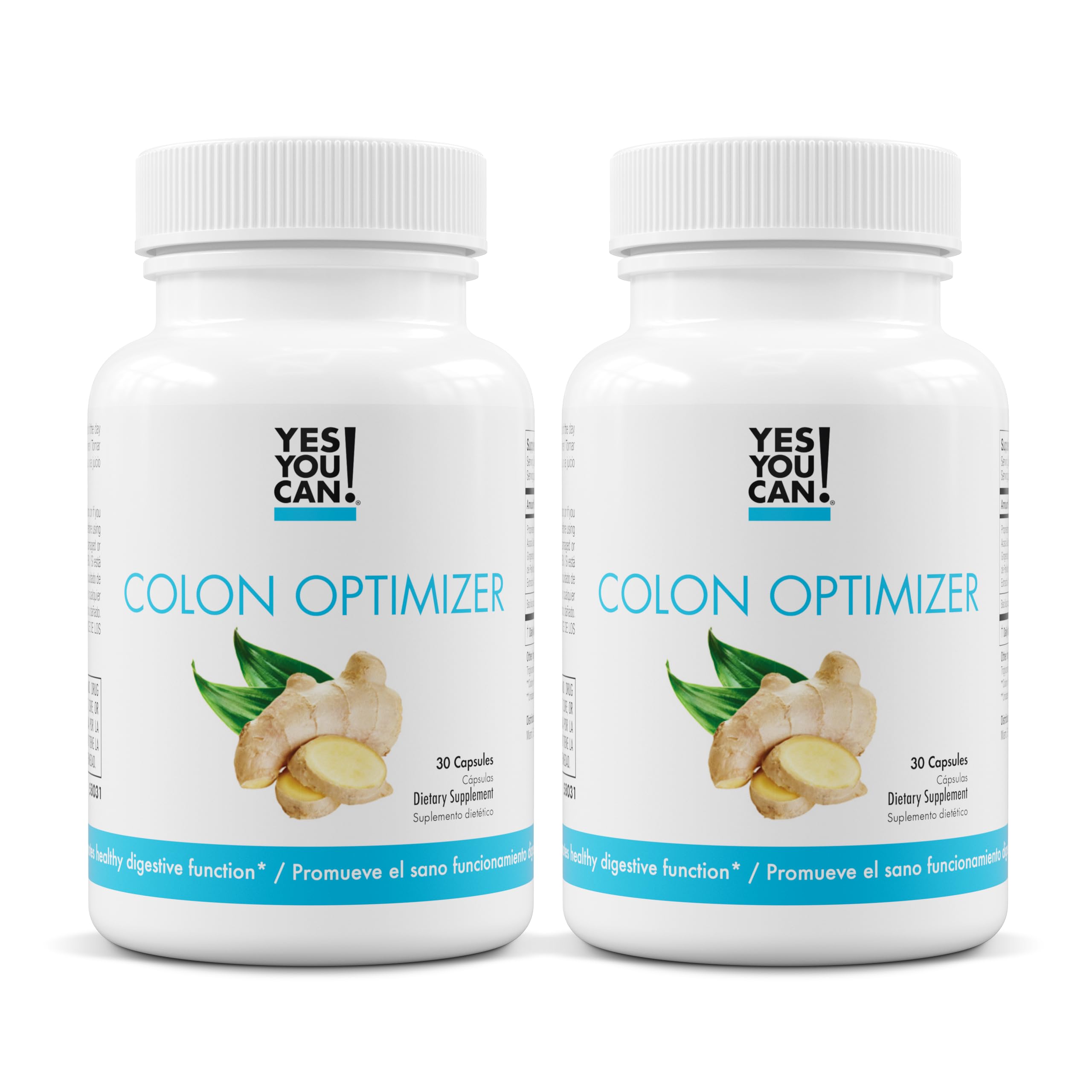 Yes You Can! Probiotics Colon Optimizer - Digestive Health, Ginger & Peppermint, 30 Capsules (2 Pack)