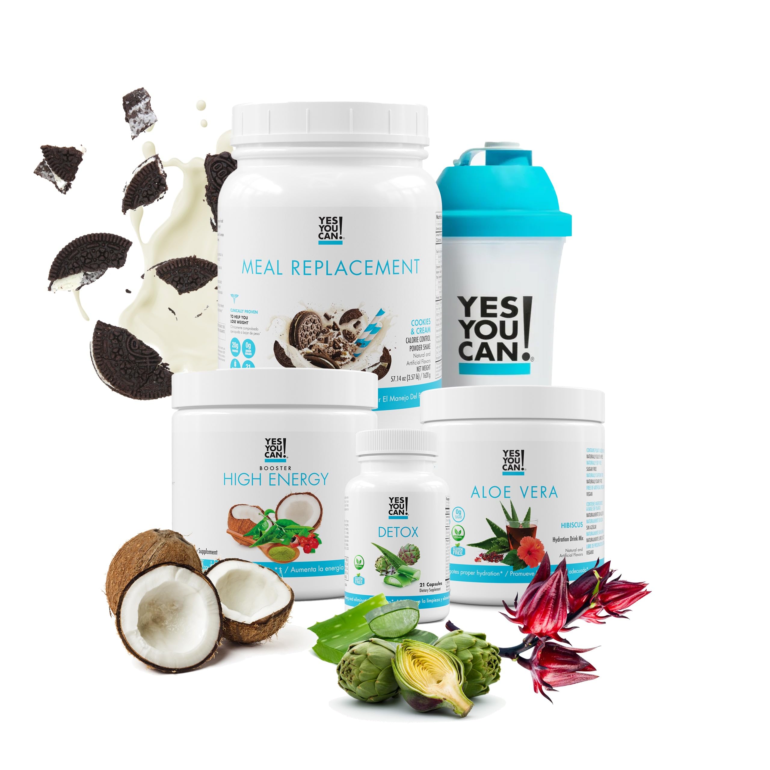 Yes You Can! Detox Plus Kit – Complete Meal Replacement Powder, Aloe Vera Hibiscus, High Energy Boost