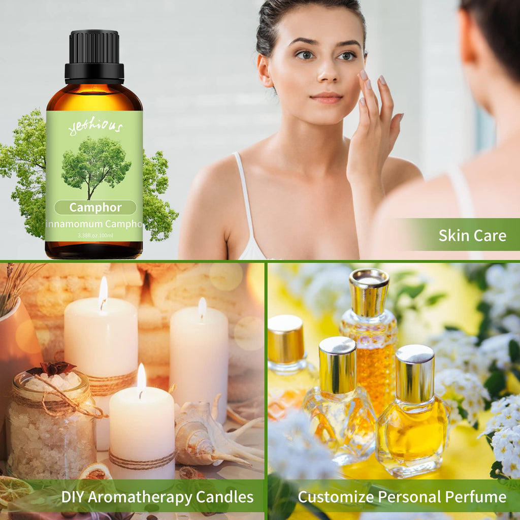yethious Camphor Essential Oil 100ML – Diffuser, Aromatherapy, Massage & DIY Fragrance
