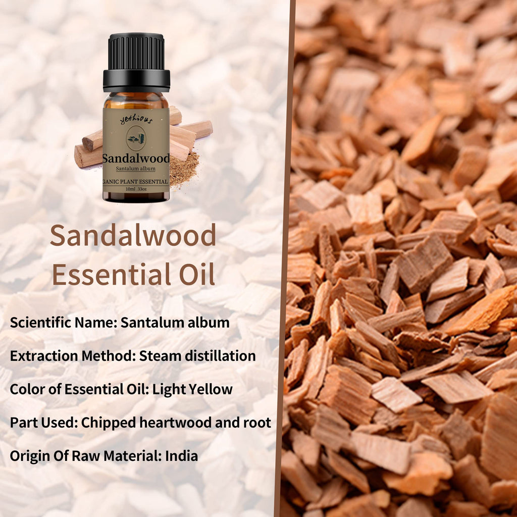 Yethious Sandalwood & Lavender Essential Oil Set – 2 x 10ml, 100% Pure, Undiluted, Organic Aromatherapy Oils