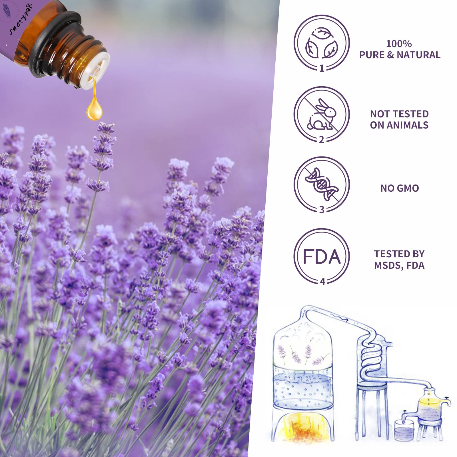 Yethious Lavender Essential Oil for Diffuser & Aromatherapy | Pure Organic Lavender Oil