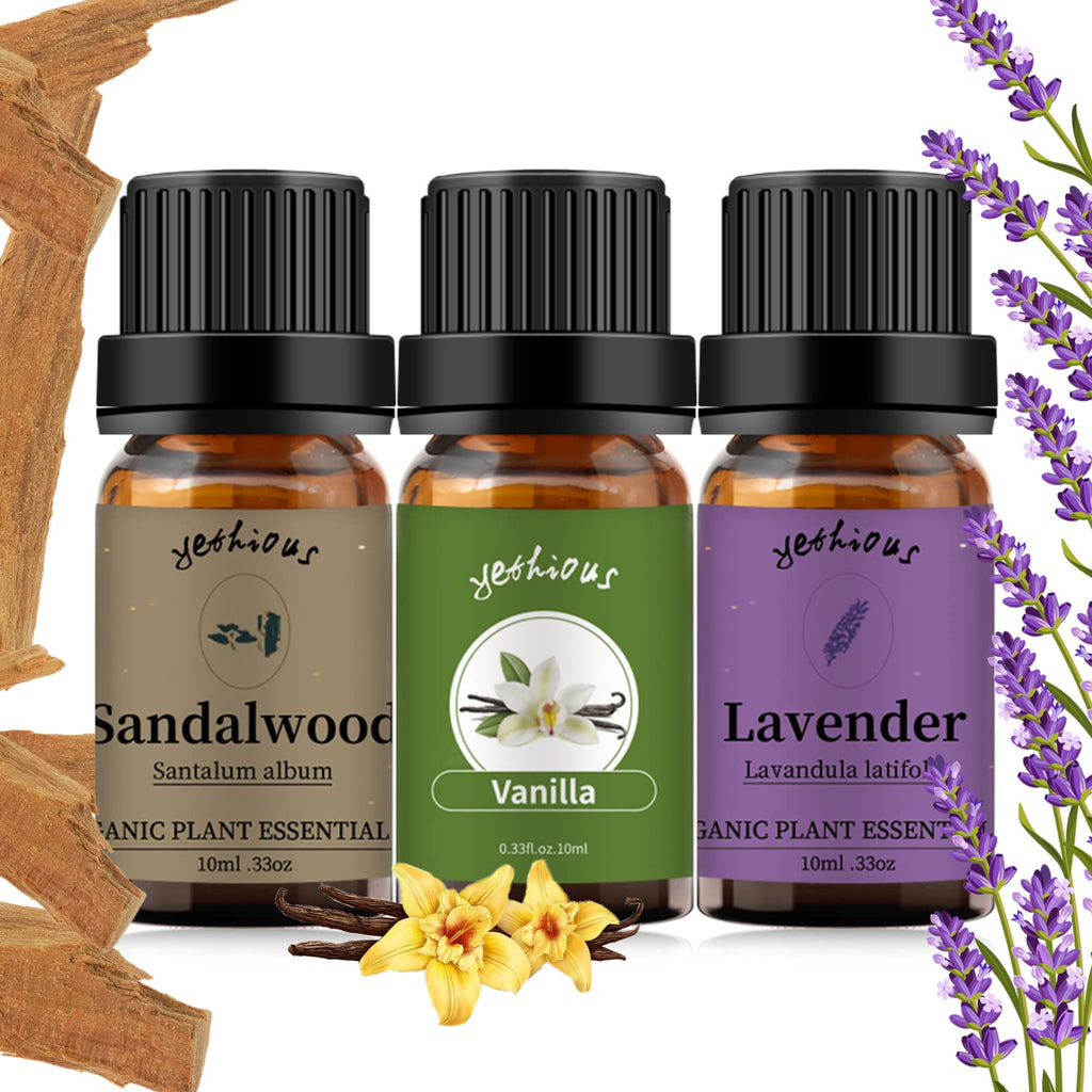Yethious Lavender Vanilla Sandalwood Essential Oil - 100% Pure Organic Lavender Oil for Diffuser, Aromatherapy, Skin & Massage