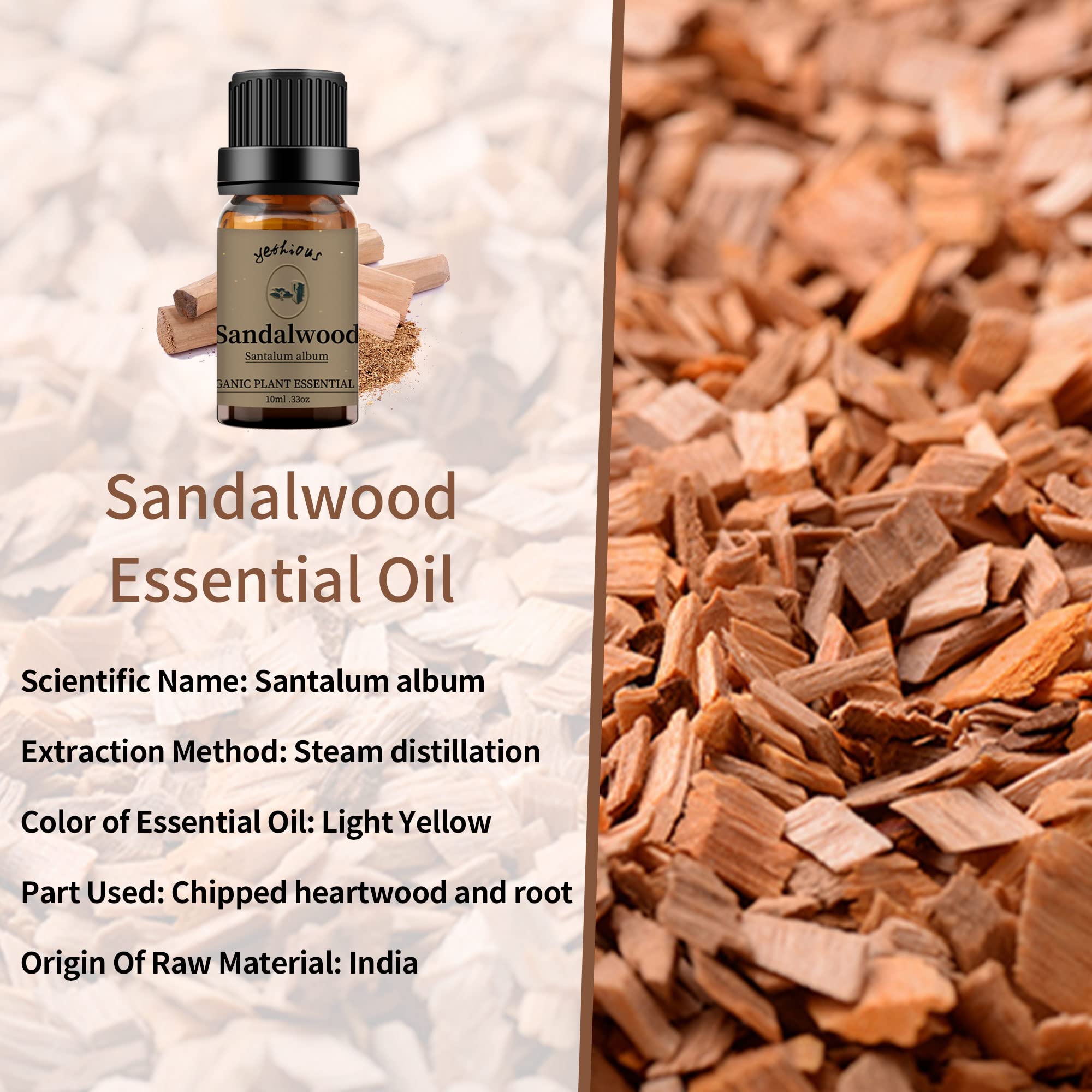 Yethious Sandalwood Vetiver Essential Oil Set – 2 x 10ml | 100% Pure & Undiluted