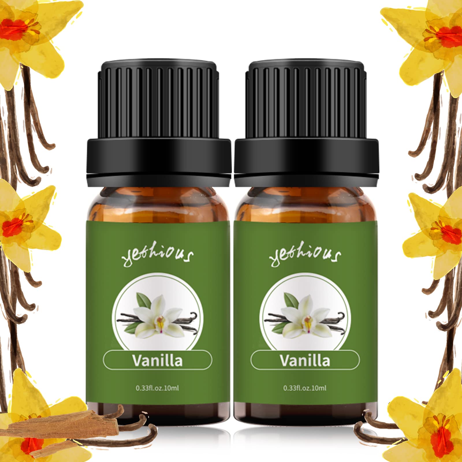 Yethious 2 Pack Vanilla Essential Oil – 100% Pure Organic Vanilla