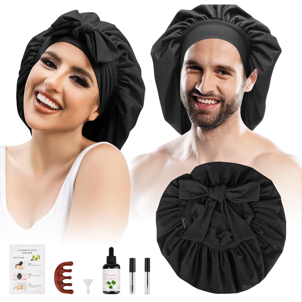 YEXIAOBOY Castor Oil Hair Wrap – Reusable Oil-Proof Hair Treatment Kit