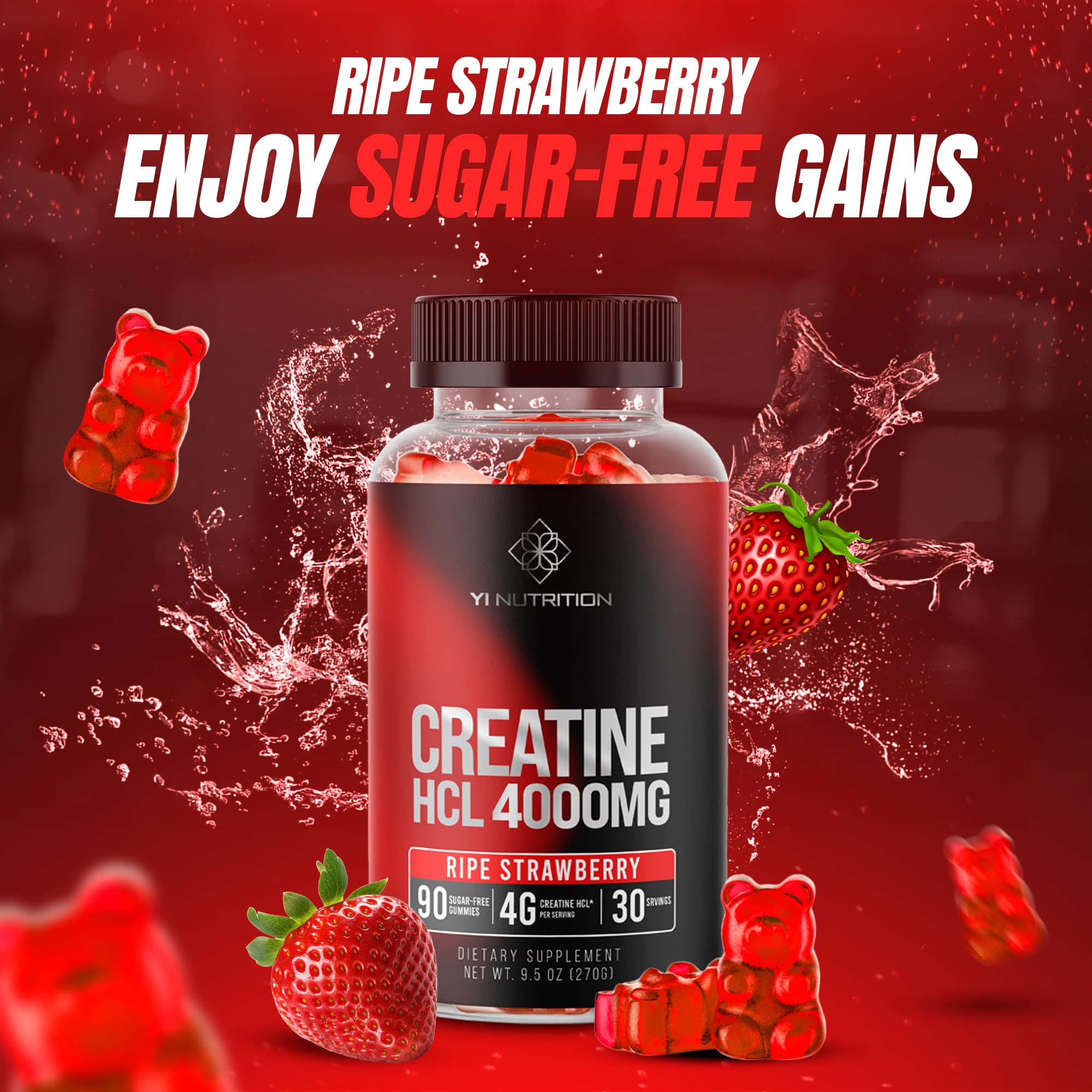 Yi Nutrition Creatine HCL Gummy – World's First 4000MG Creatine HCL Gummies, 90 Count