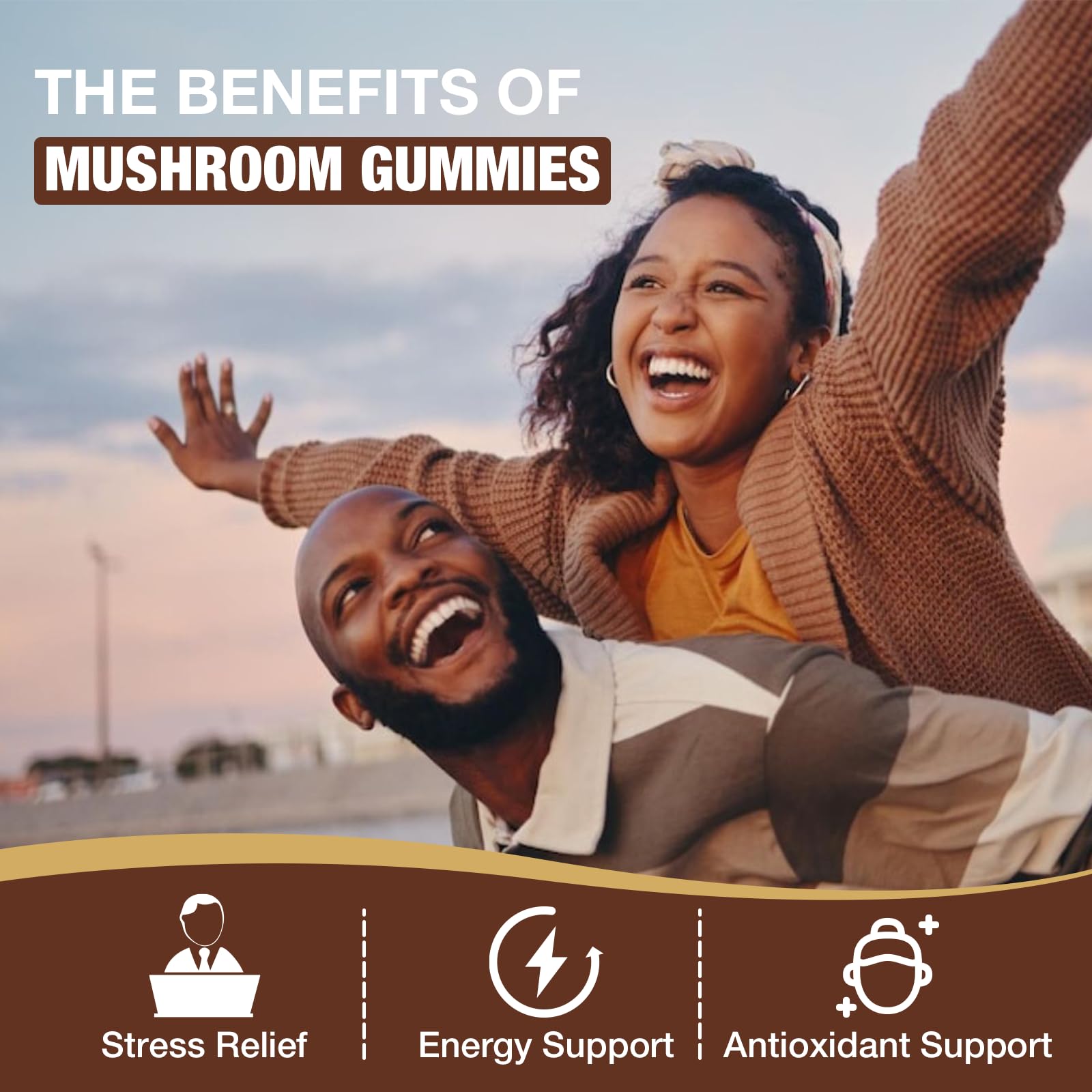 Yikecao Mushroom Gummies for Adults – 10-Mushroom Complex, Focus & Energy, Raspberry Flavor, 60 Count