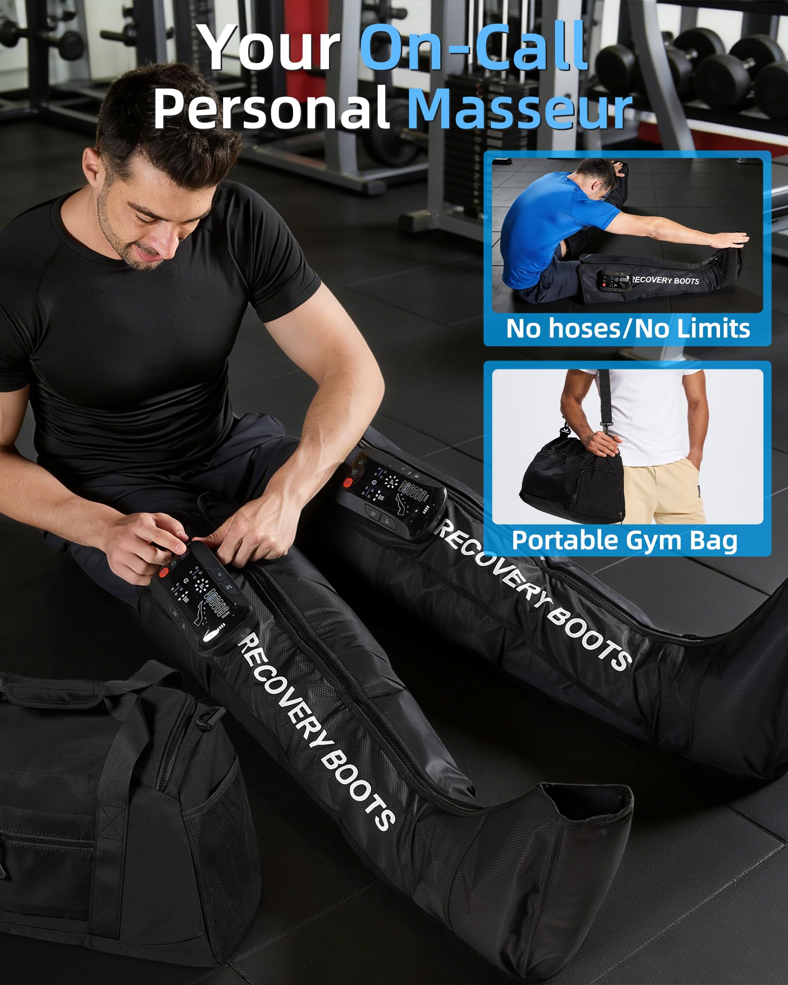 YINGGG Leg Massager with Heat & Full-Leg Compression — Cordless Recovery, 5 Massage Areas, 8 Intensities (Two Legs)