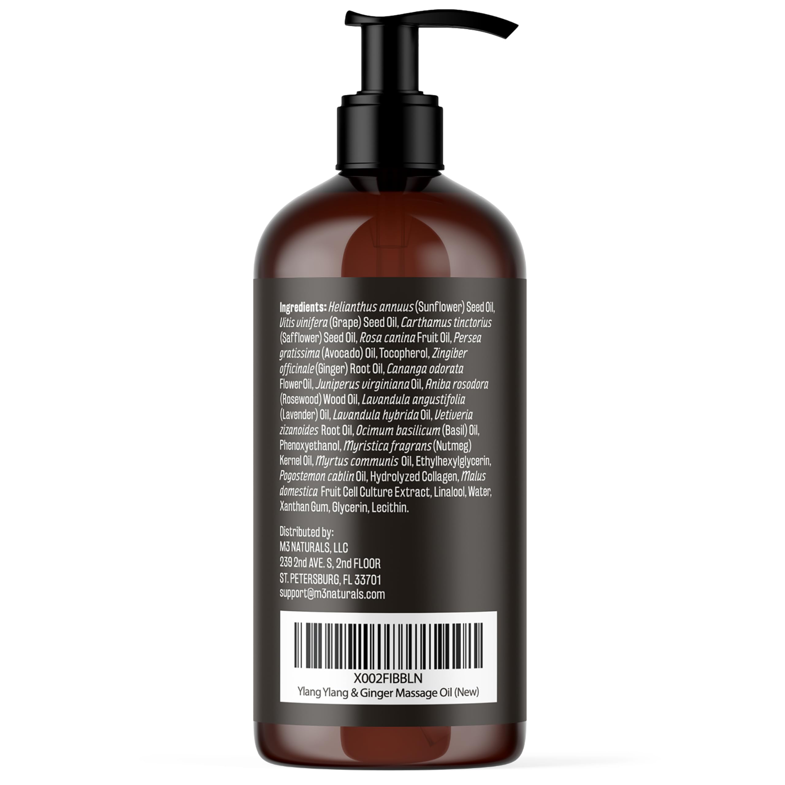 Ylang Ylang + Ginger Lymphatic Drainage Massage Oil – Collagen & Stem Cells | 8oz | M3 Naturals