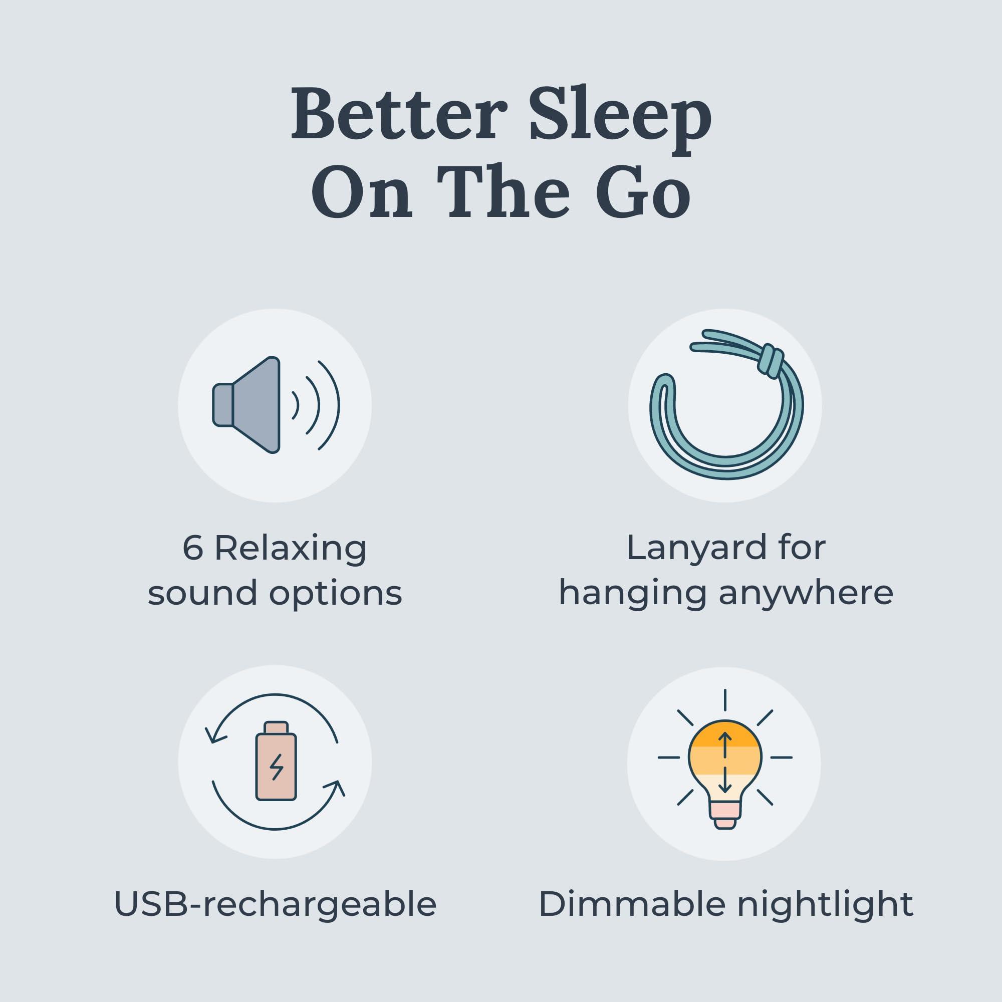 Yogasleep Travel Mini Portable White Noise Sound Machine | 6 Sounds, Dimmable Night Light, USB Rechargeable