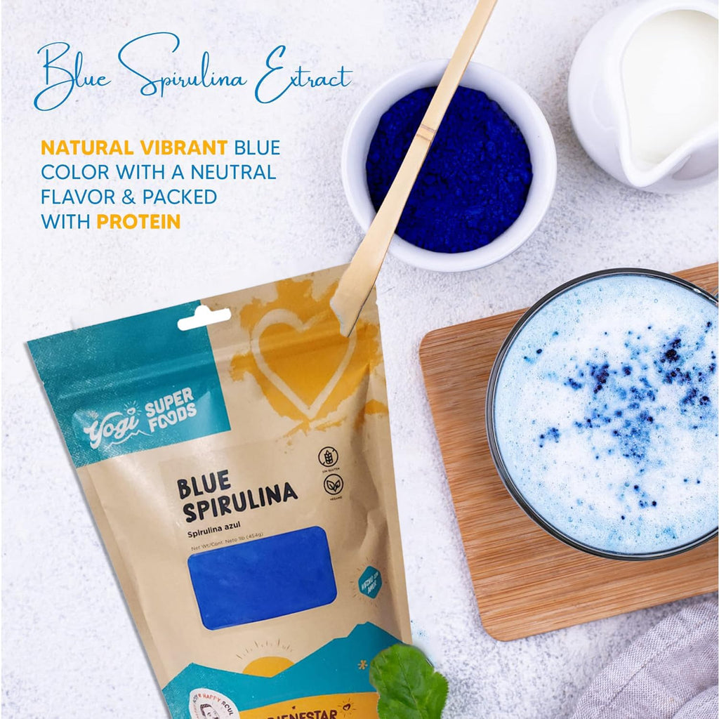 Yogi Super Foods Blue Spirulina Powder – 16oz (1lb) | Plant Protein & Immune Support