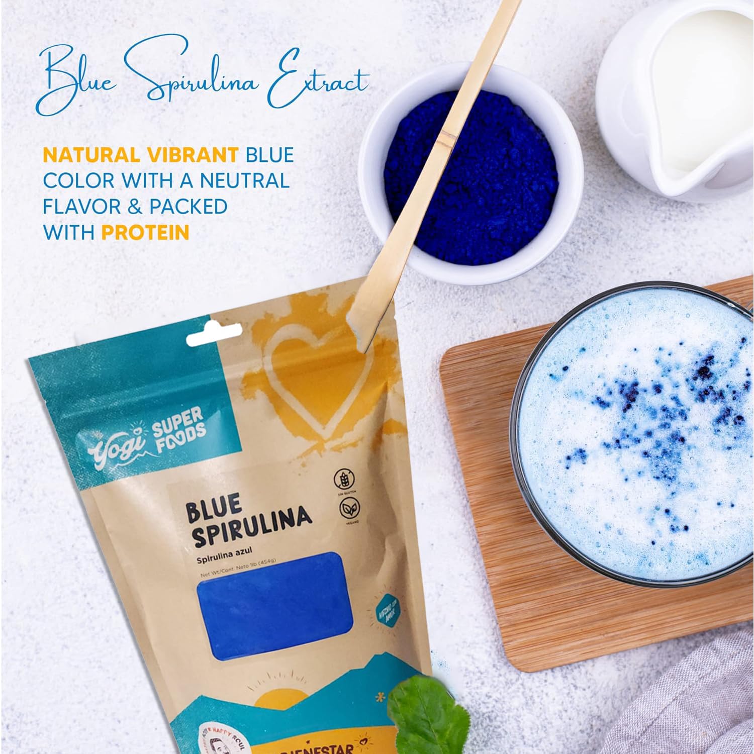 Yogi Super Foods Blue Spirulina Powder – 16oz (1lb) | Plant Protein & Immune Support