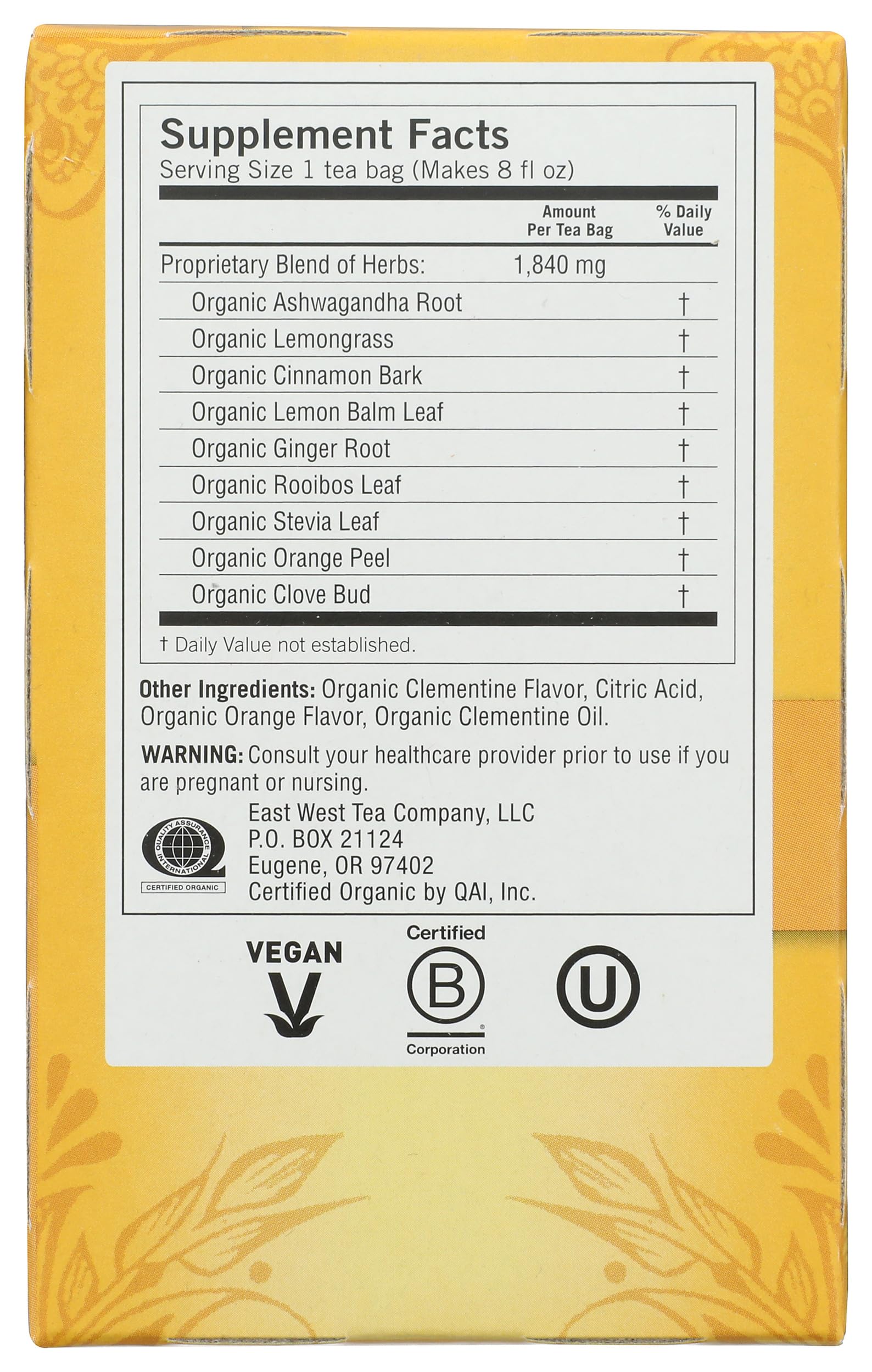 Yogi Tea Organic Sweet Clementine Stress Support – 16 Count