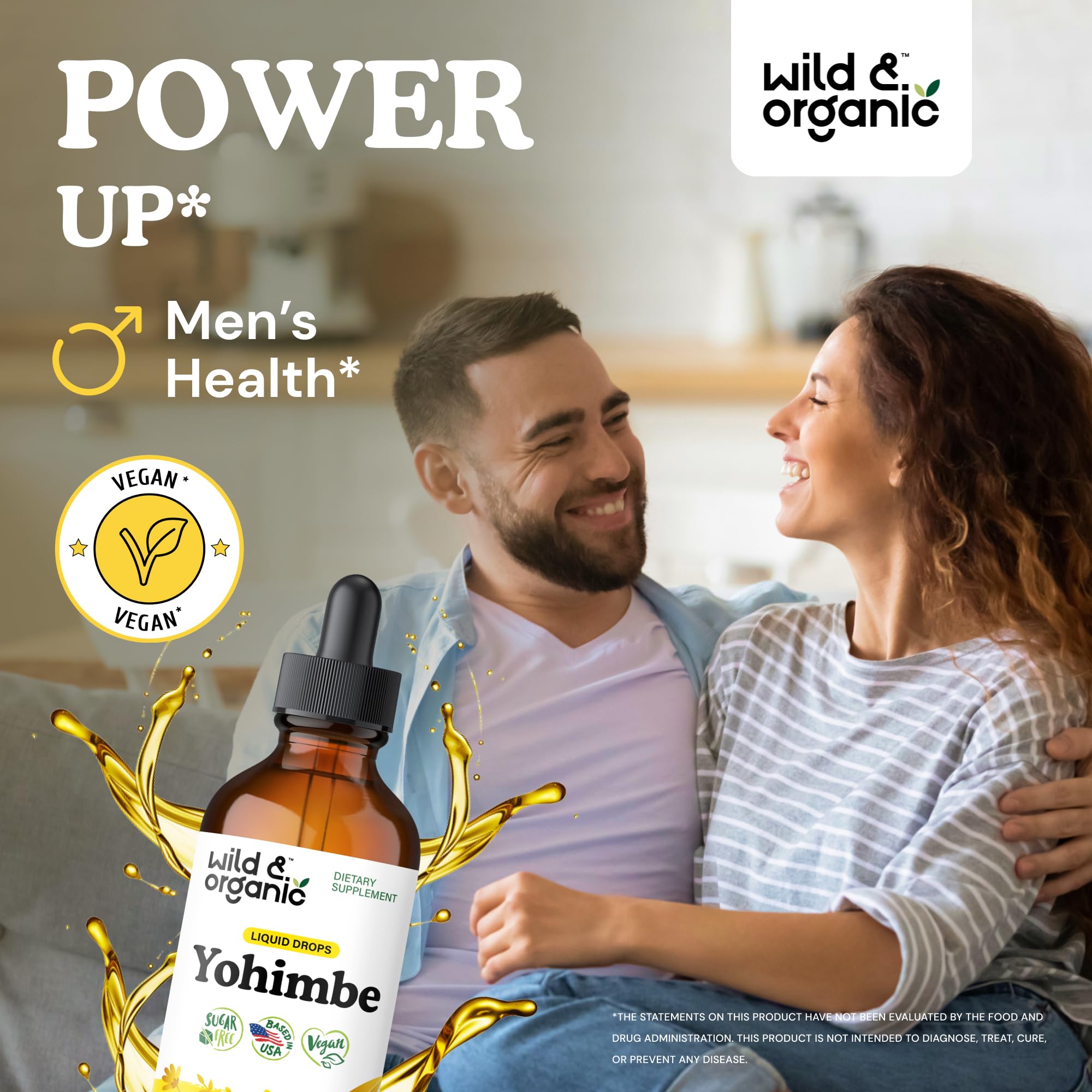 Wild & Organic Yohimbe Supplements for Men & Women - 5 mg Yohimbine Extract Tincture - Alcohol-Free Yohimbe Bark Drops - Vegan, Non-GMO & Sugar-Free - 4 fl oz