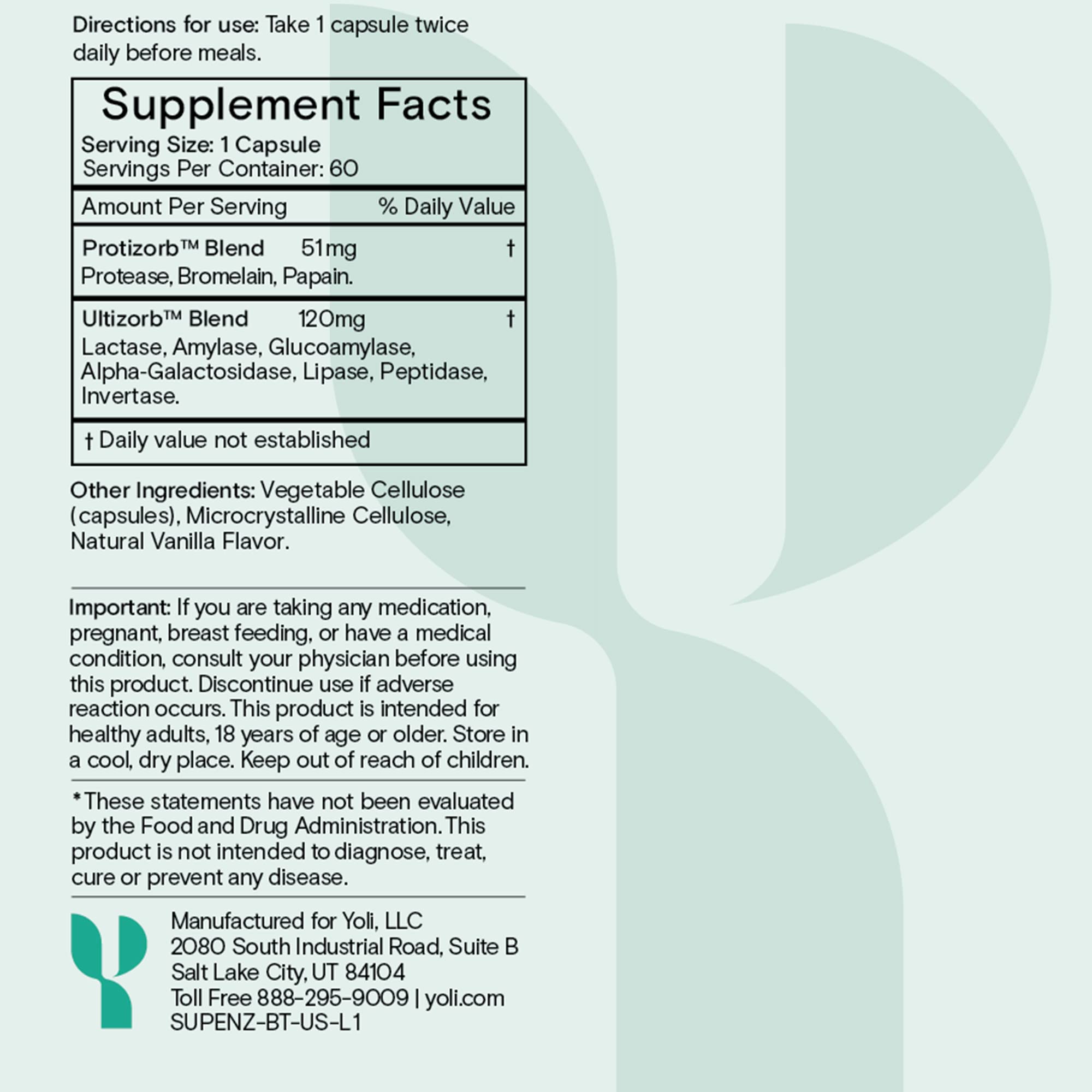 Yoli® Enzyme – Digestive Enzymes & Gut Health Supplement (60 Count)