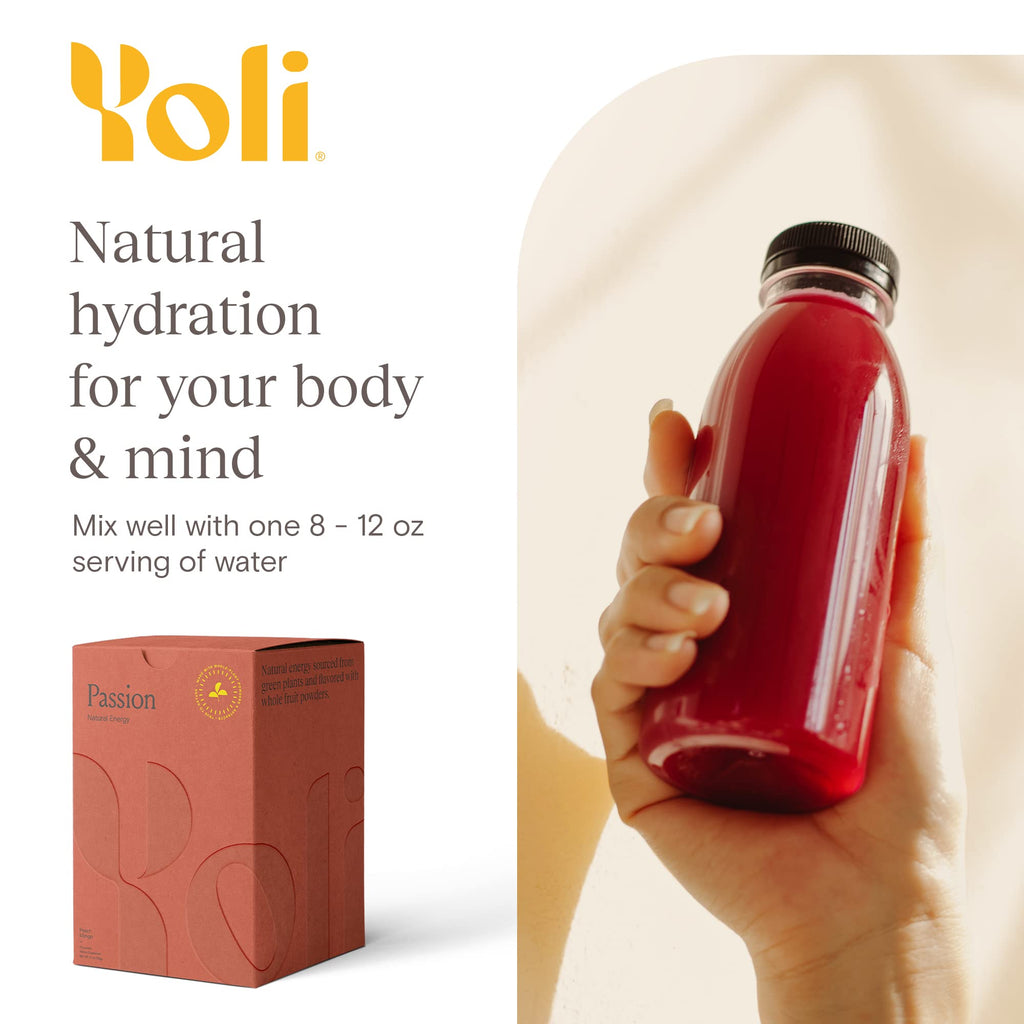 Yoli® Passion Energy Drink Powder Mix – Peach Mango, 90 Servings | Natural Energy for Endurance and Focus
