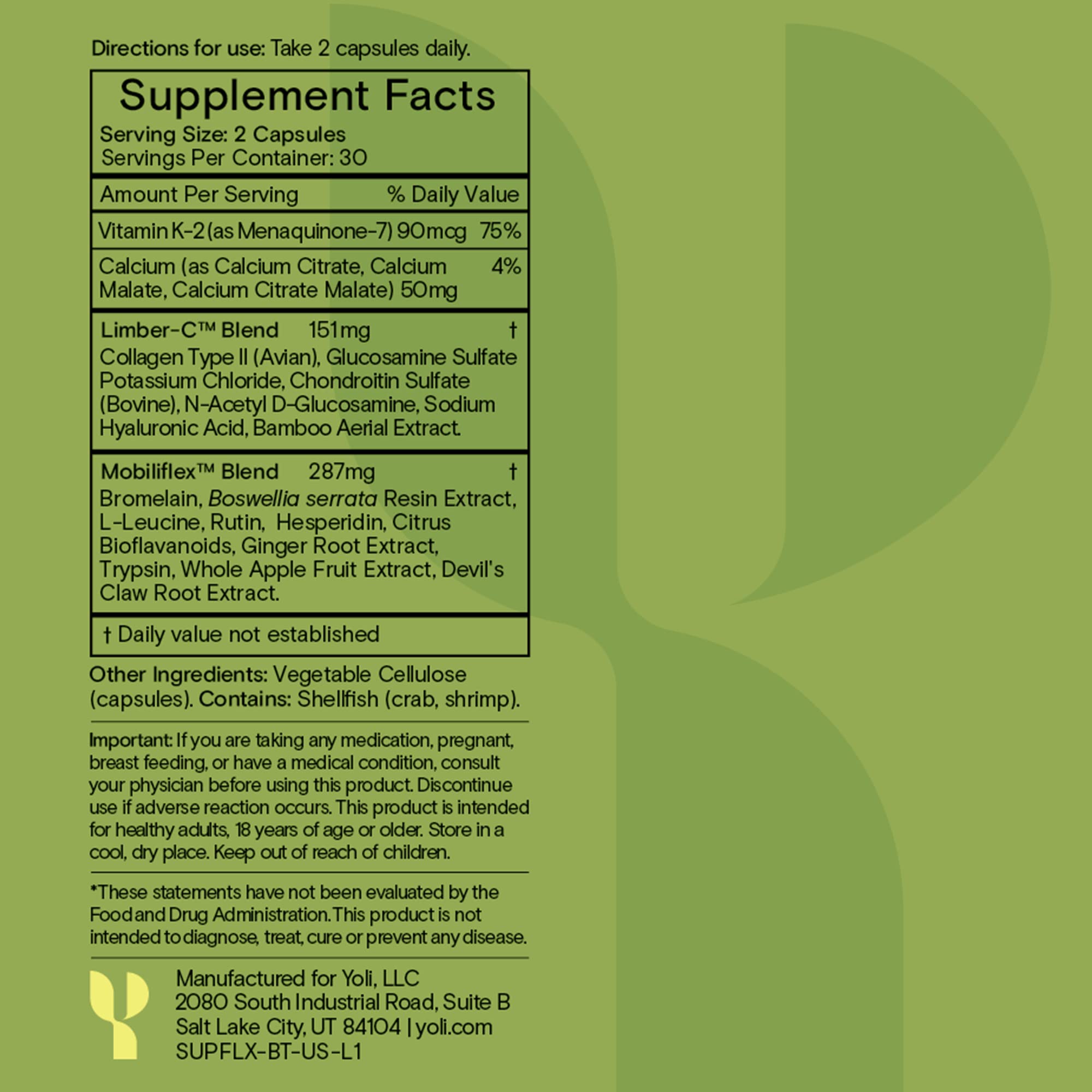 Yoli® Flex – Joint Support Supplement with Glucosamine, Chondroitin & Vitamin K2