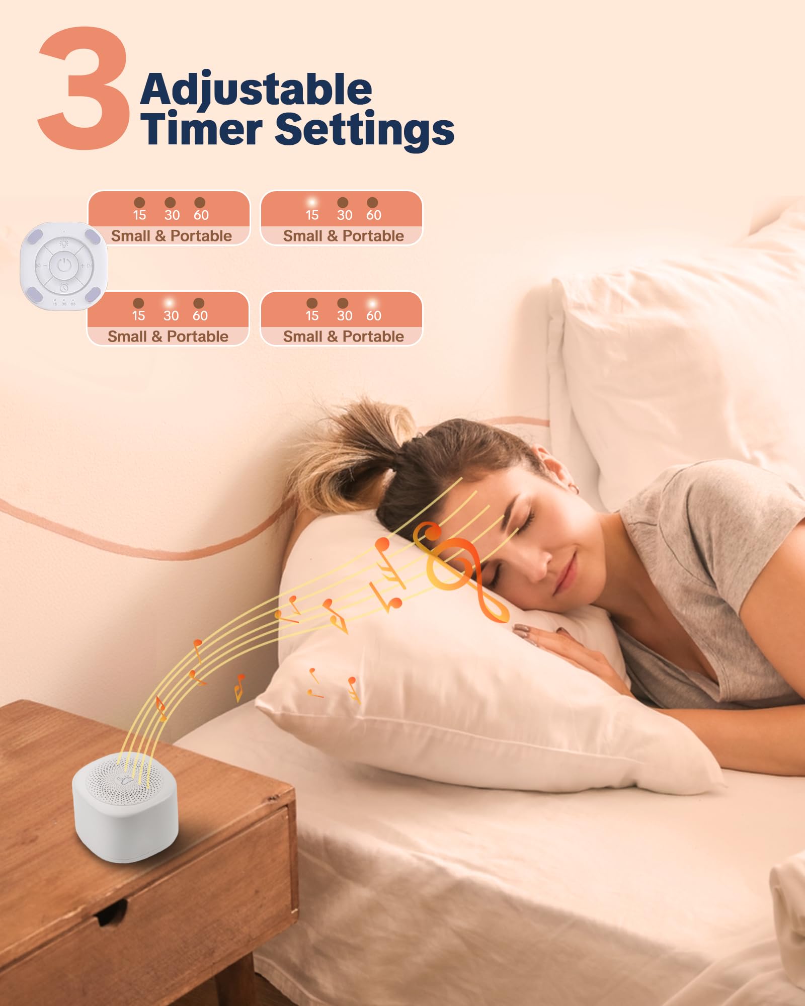 YONSEN Travel White Noise Sound Machine — 20 Sounds, Portable Sleep Aid, USB-C, 3 Timers