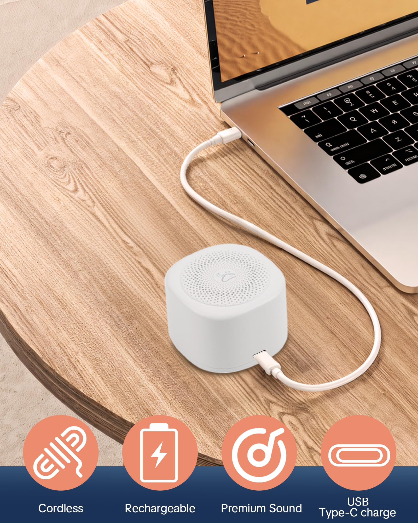 YONSEN Travel White Noise Sound Machine — 20 Sounds, Portable Sleep Aid, USB-C, 3 Timers