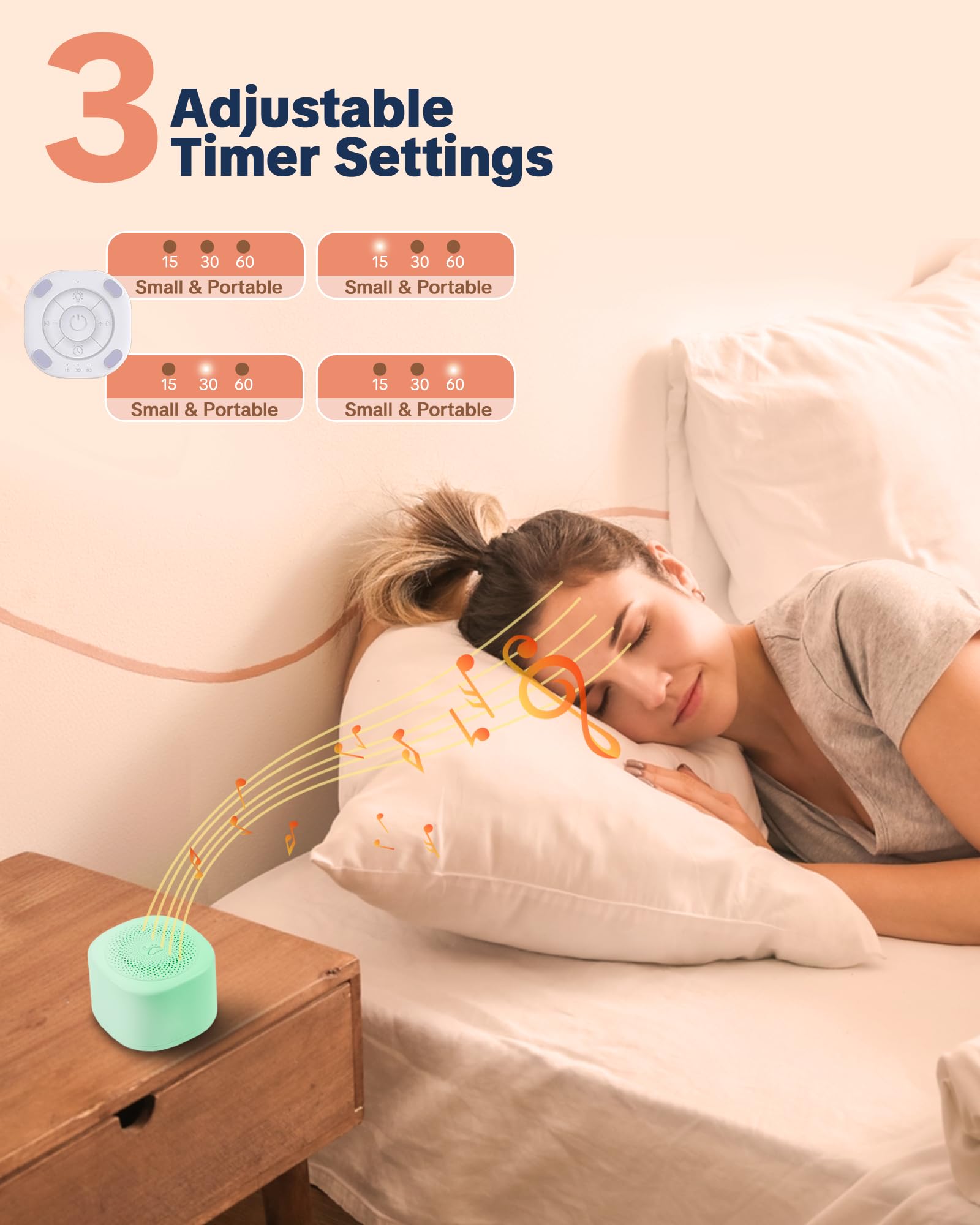 YONSEN Travel White Noise Sound Machine — Portable Sleep Aid with 20 Sounds