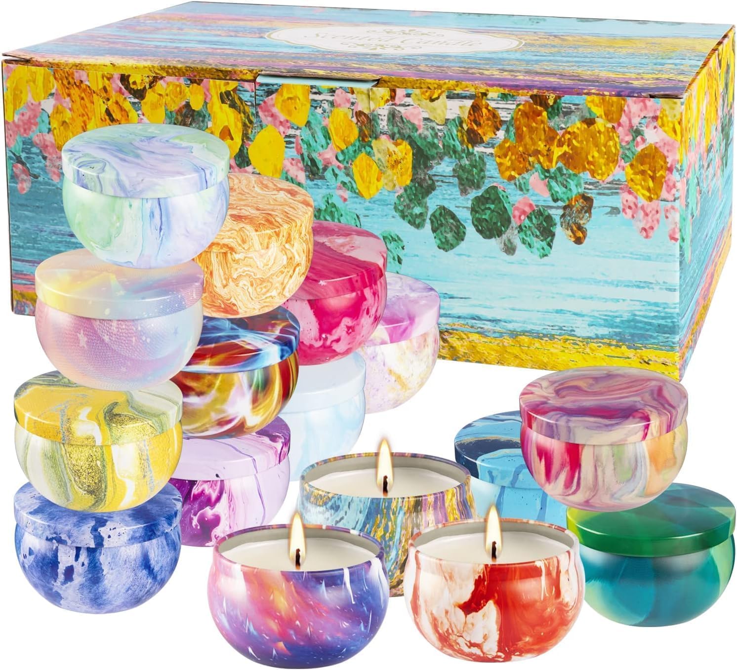 YOROXRG 16-Pack Scented Candles Gift Set – 2.5oz Soy Wax in Travel Tin Jars