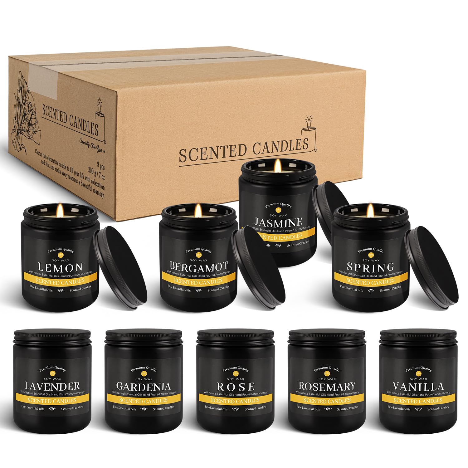 YOROXRG 9-Pack Candles for Home – Aromatherapy Gift Set for Men | 63 oz, 450 Hours