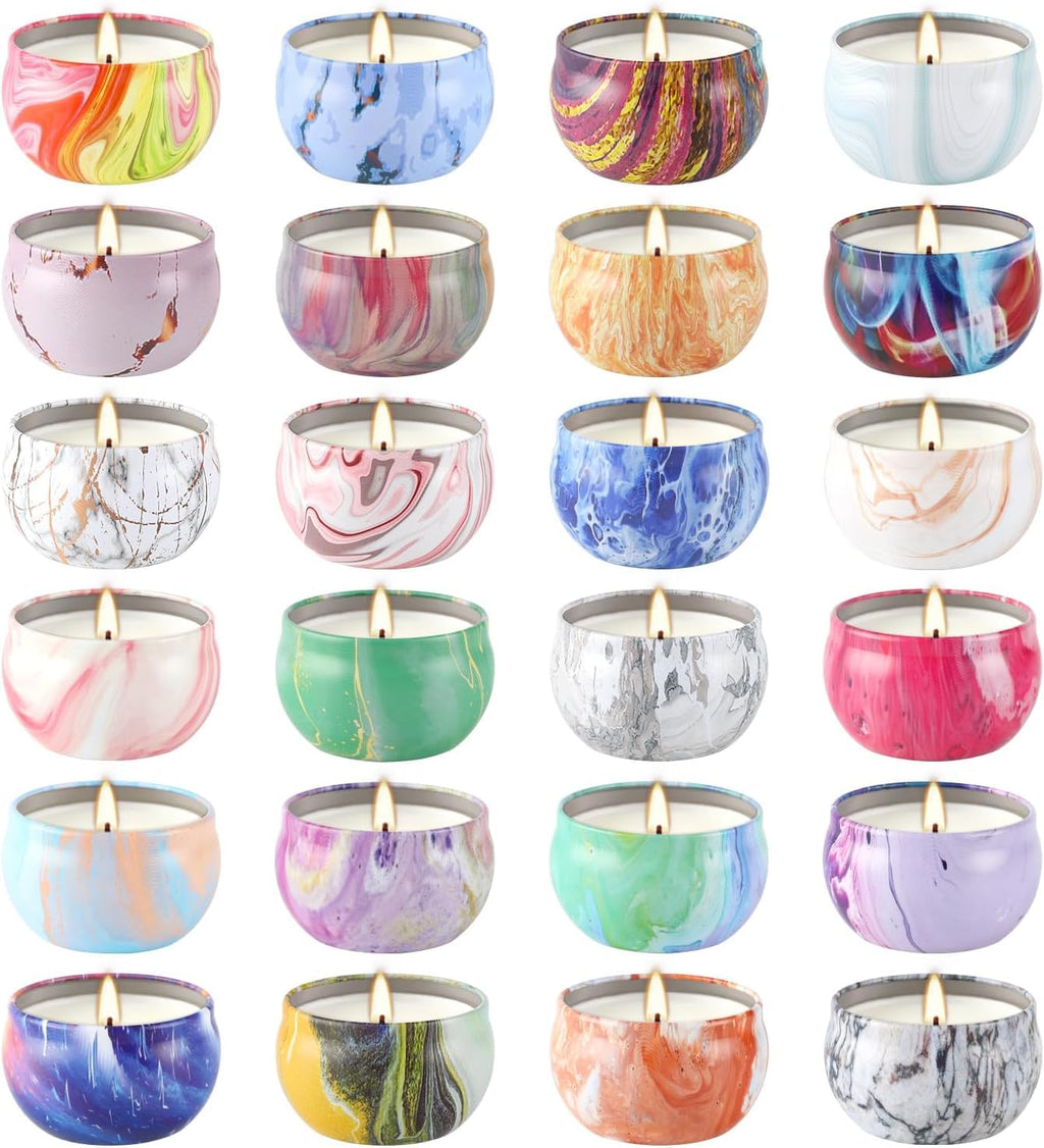 YOROXRG 24-Pack Soy Wax Scented Candles Gift Set – Travel Tin Jars 2.5 oz