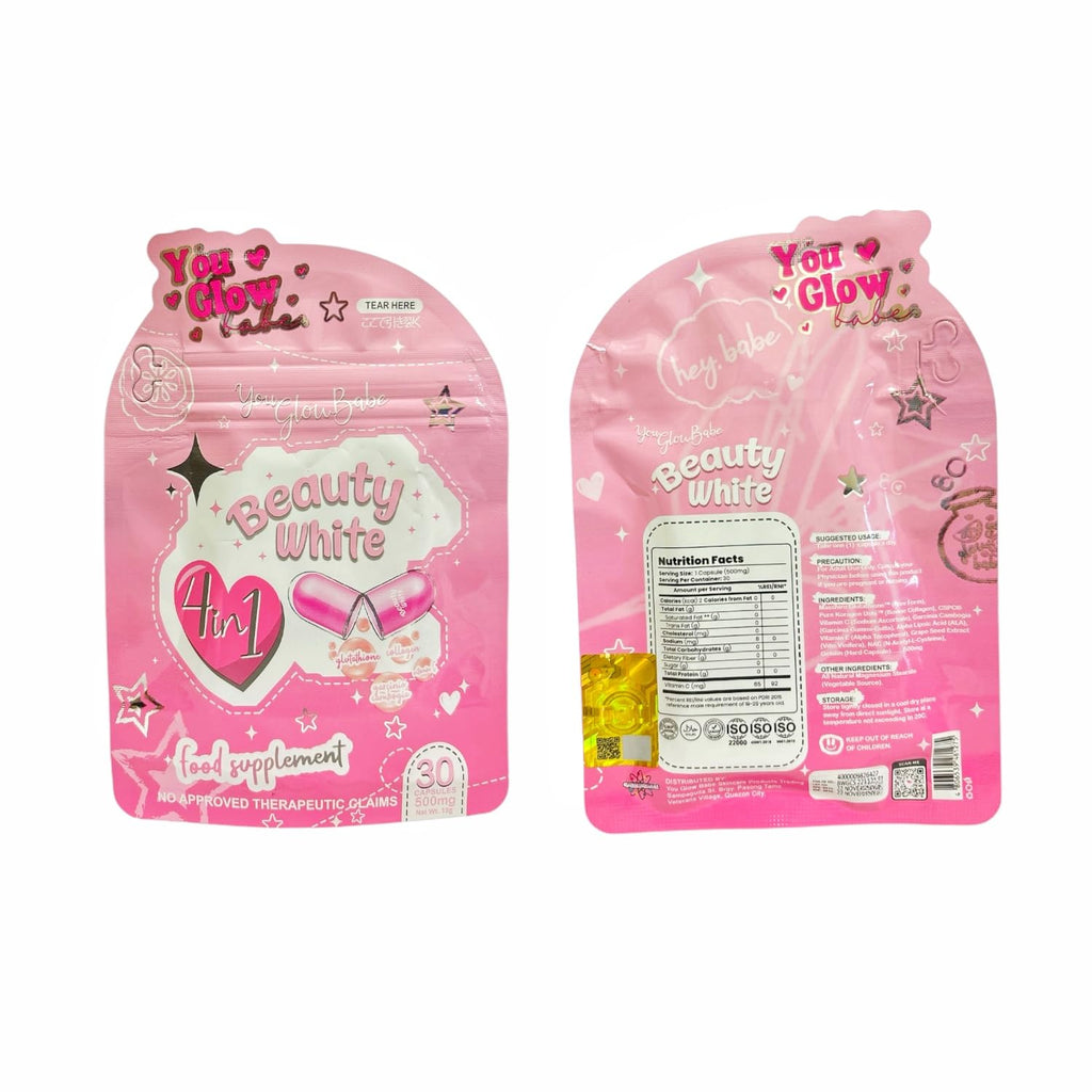 You Glow Babe Beauty White 4 in 1 Glutathione Capsules – 30 Count (Japan Formula)