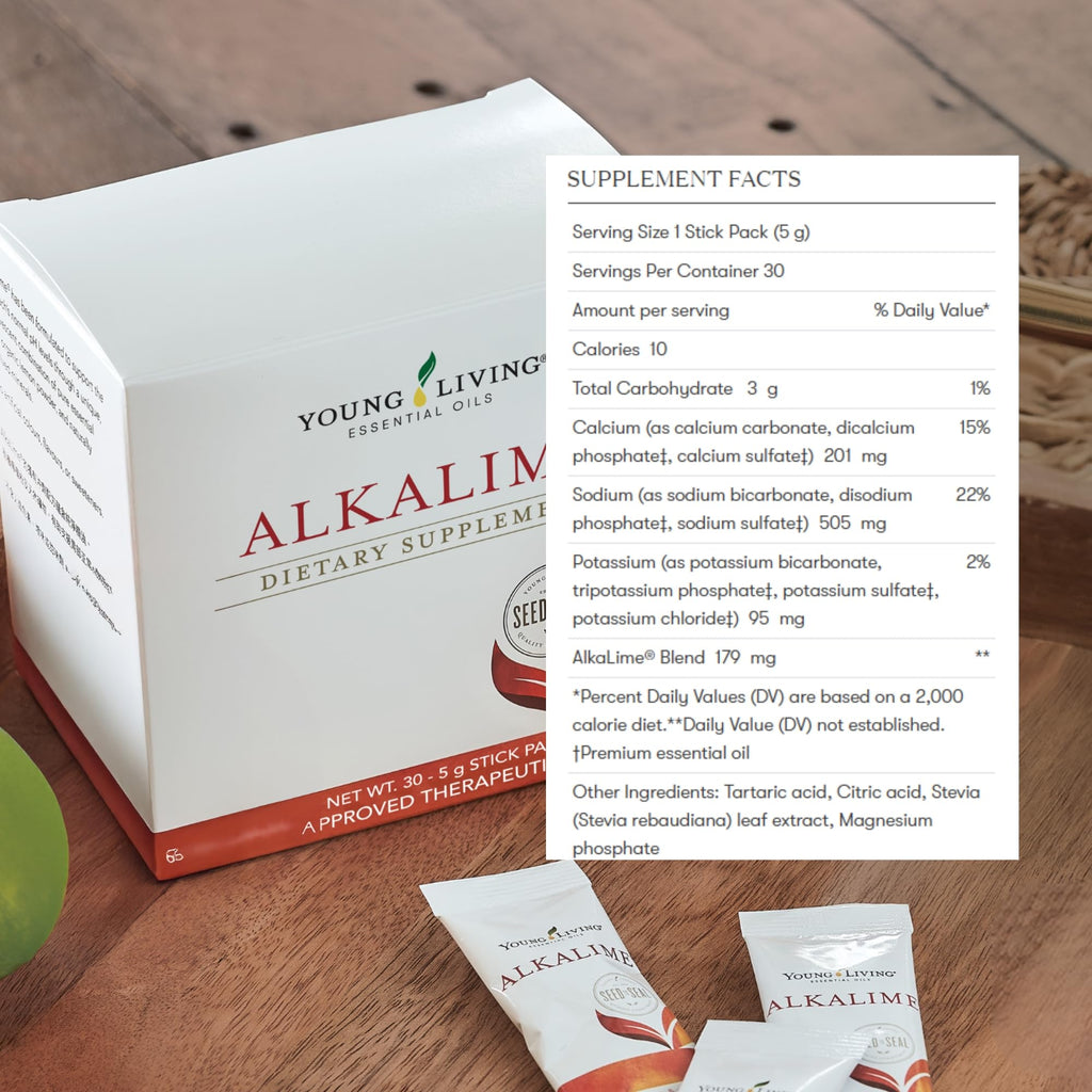 Young Living AlkaLime Stick Packs - 30 ct | Digestive Wellness, Gentle on Stomach | Vitamin & Mineral Supplement