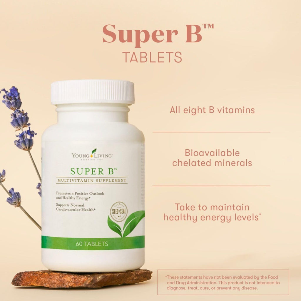 Young Living Super B Tablets – 60-Count | B Vitamins, Minerals & Energy Support | Keto-Friendly