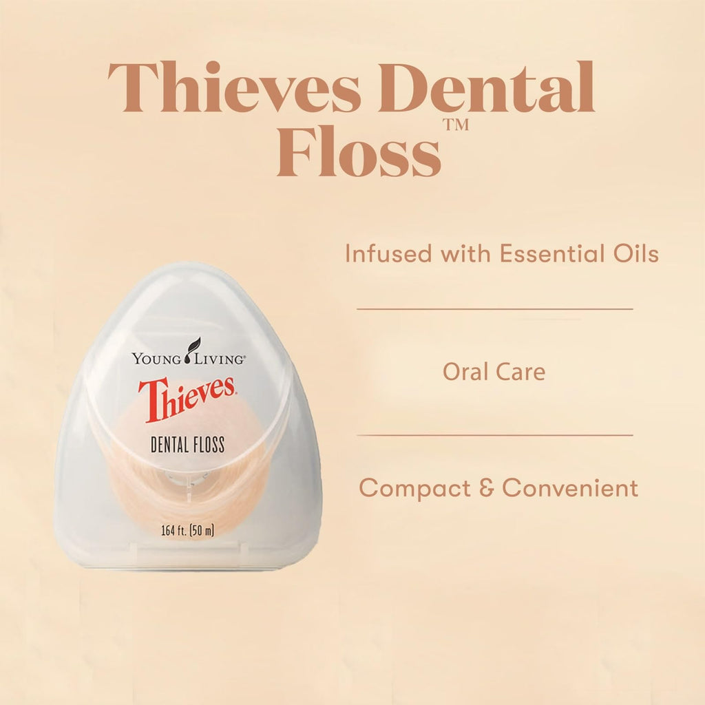 Young Living Thieves Dental Floss – 164 ft, 3 Pack | Natural Waxed Floss