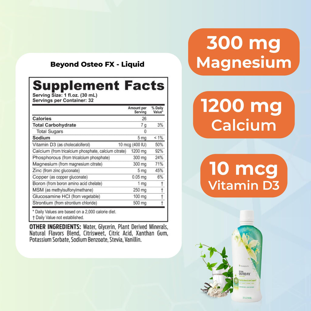 Youngevity Beyond Osteo-Fx Liquid 32 oz Pack of 4 – Calcium, Magnesium & 77 Trace Minerals