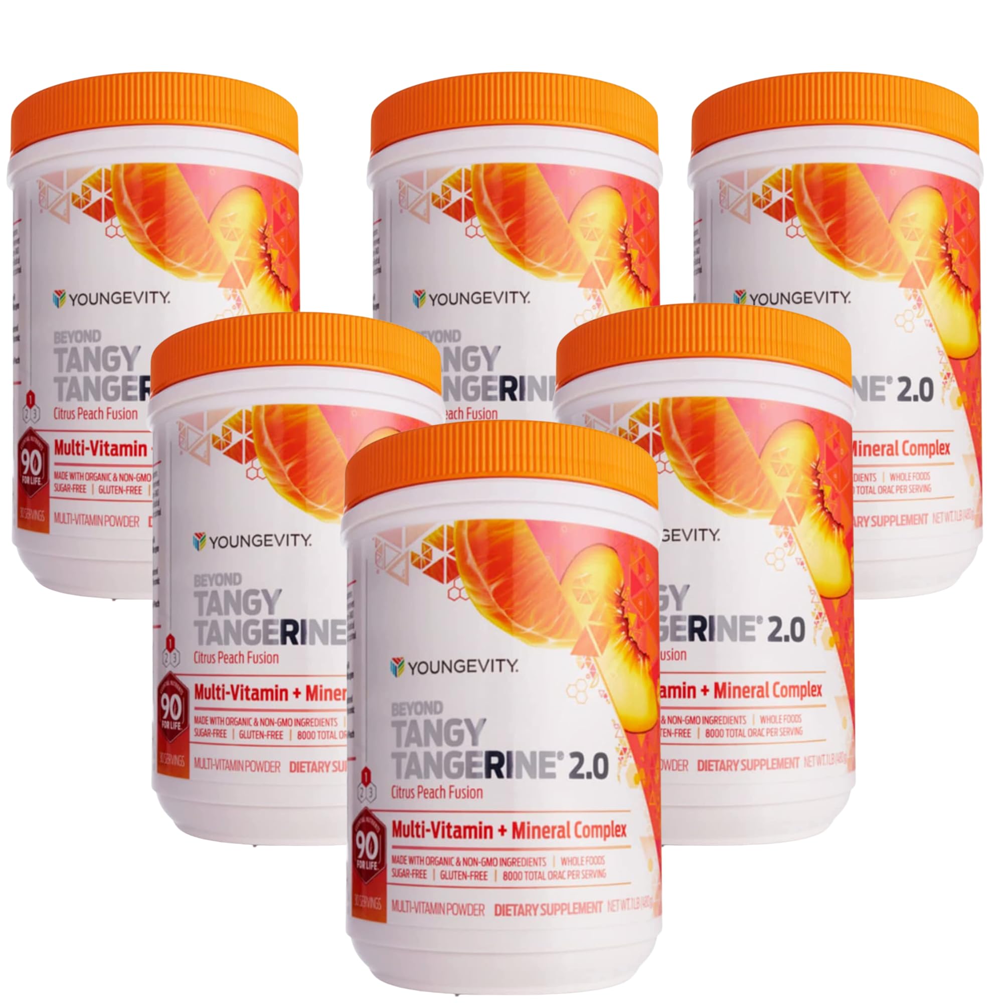 Youngevity Beyond Tangy Tangerine 2.0 Citrus Peach Fusion – 8000 ORAC Multivitamin & Mineral, 6-Pack