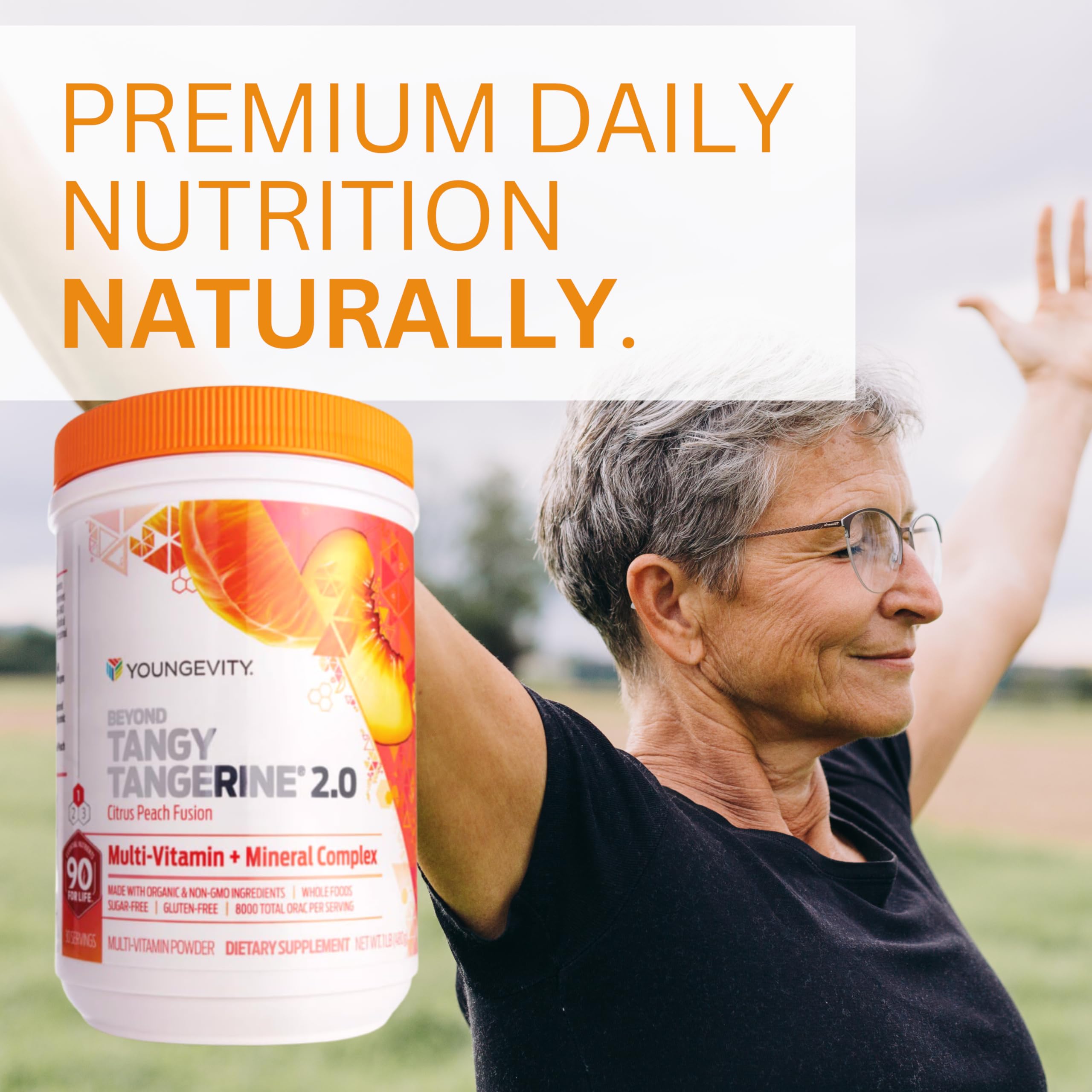 Youngevity Beyond Tangy Tangerine 2.0 Citrus Peach Fusion – 8000 ORAC Multivitamin & Mineral, 6-Pack