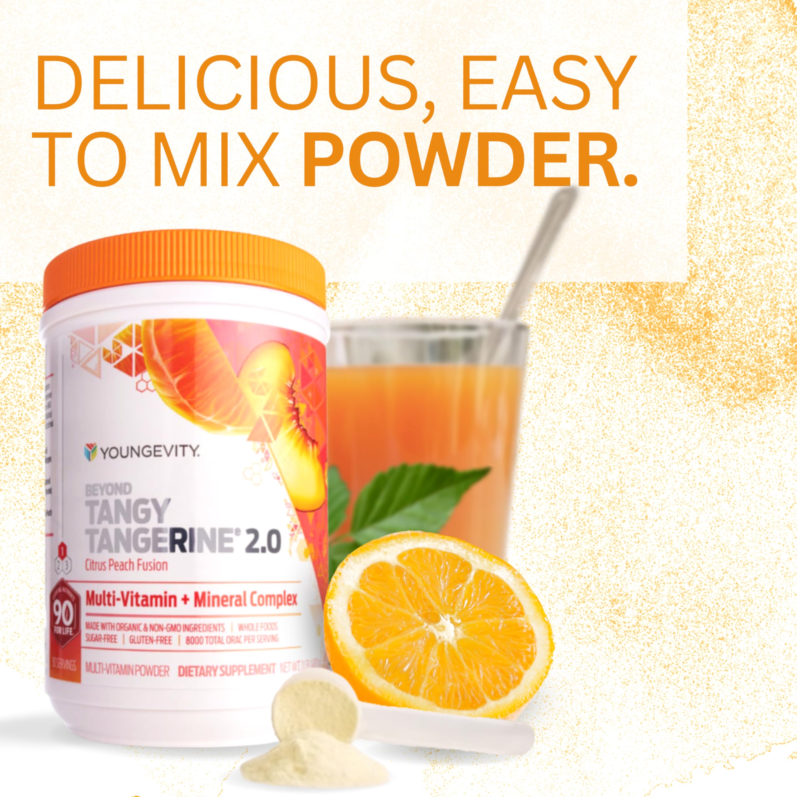 Youngevity Beyond Tangy Tangerine 2.0 Citrus Peach Fusion – 8000 ORAC Multivitamin & Mineral, 6-Pack