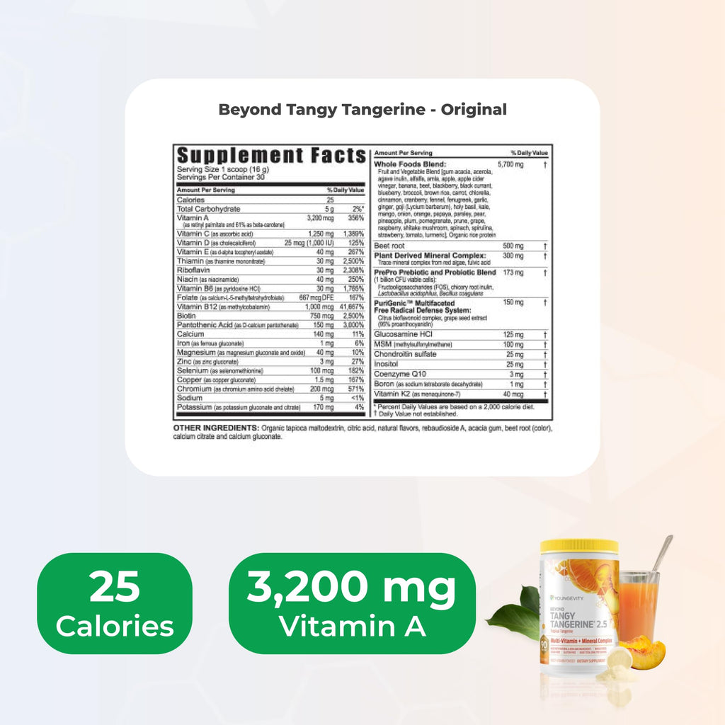 Youngevity Beyond Tangy Tangerine 2.5 Tropical Tangerine – Ultimate Multi-Vitamin & Mineral Complex | 8,000 ORAC