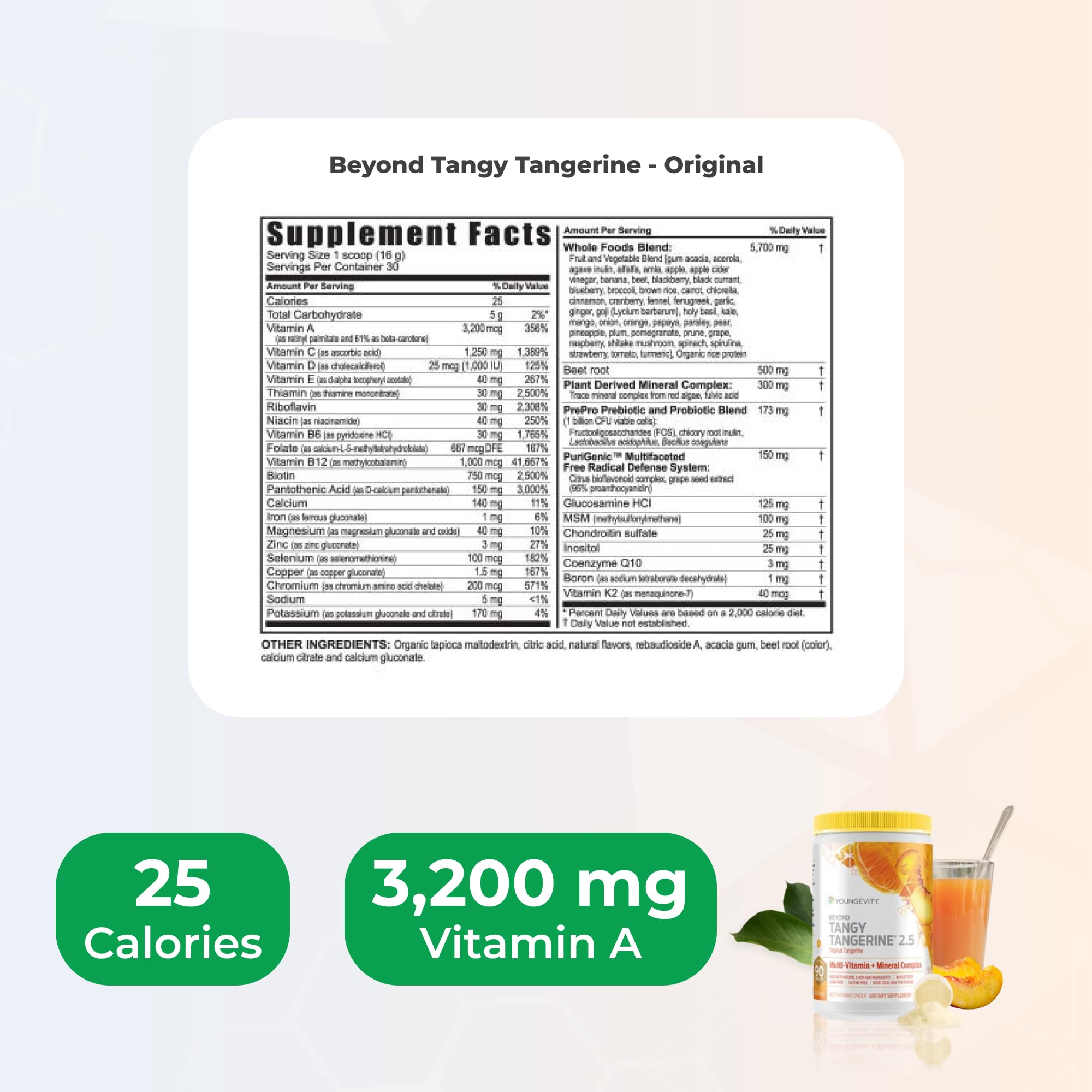 Youngevity Beyond Tangy Tangerine 2.5 Tropical Tangerine – Ultimate Multi-Vitamin & Mineral Complex | 8,000 ORAC